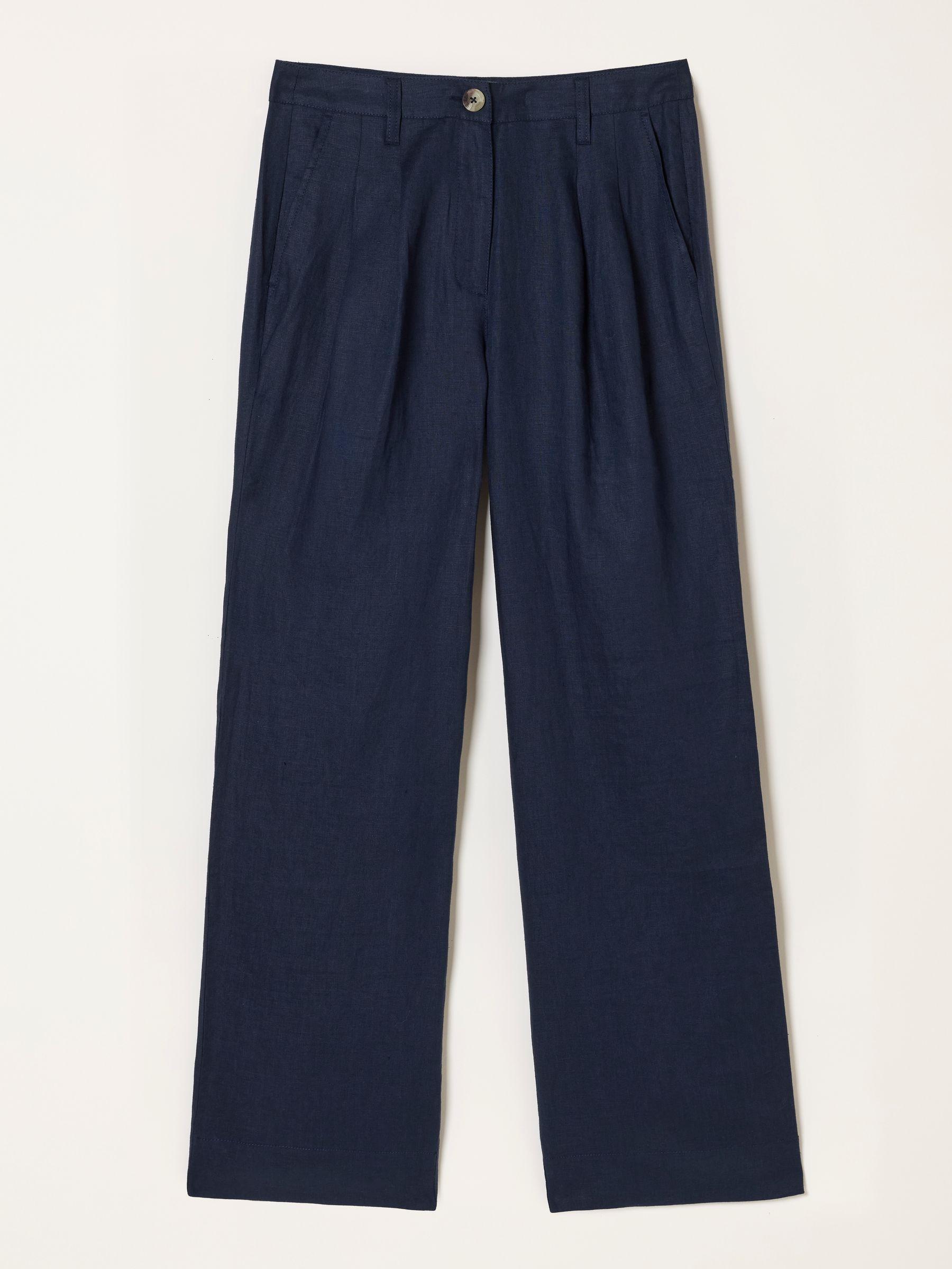 Arie White Wide Leg Linen Trousers by FAT FACE