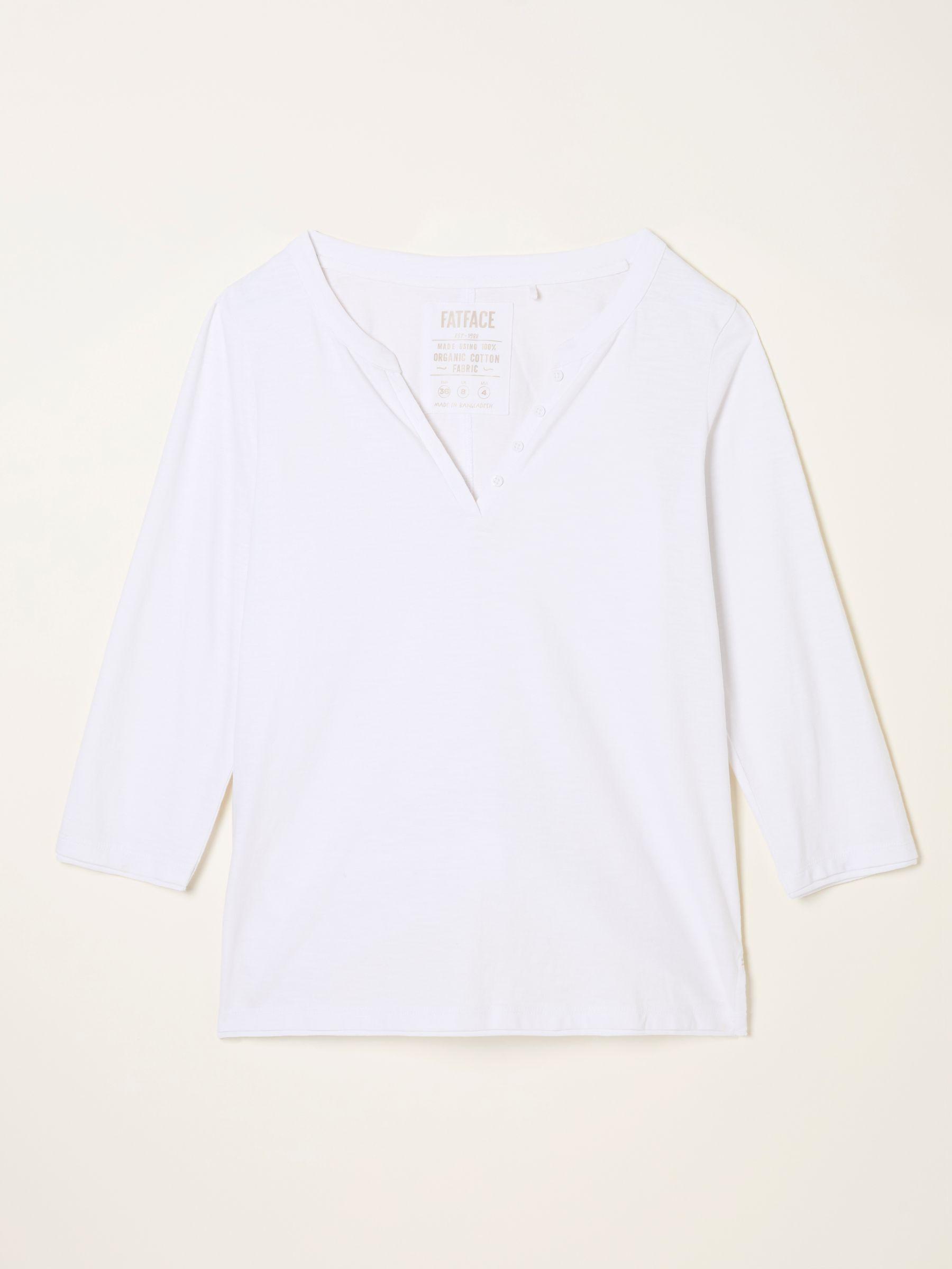 Aster White 3/4 Sleeve V-neck T Shirt by FAT FACE