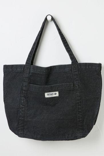 Astrid Black Tote Pocket 100% Cotton Tote Bag by FAT FACE