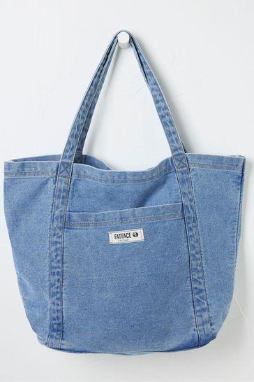 Astrid Blue Pocket 100% Cotton Tote Bag by FAT FACE