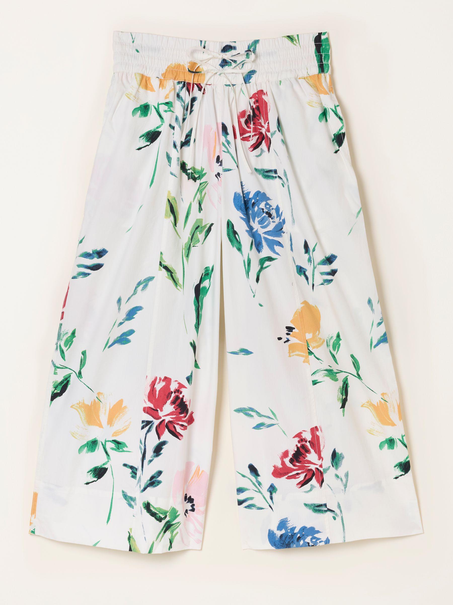 Aubrey Painted Floral Wide Leg Cropped Trousers by FAT FACE