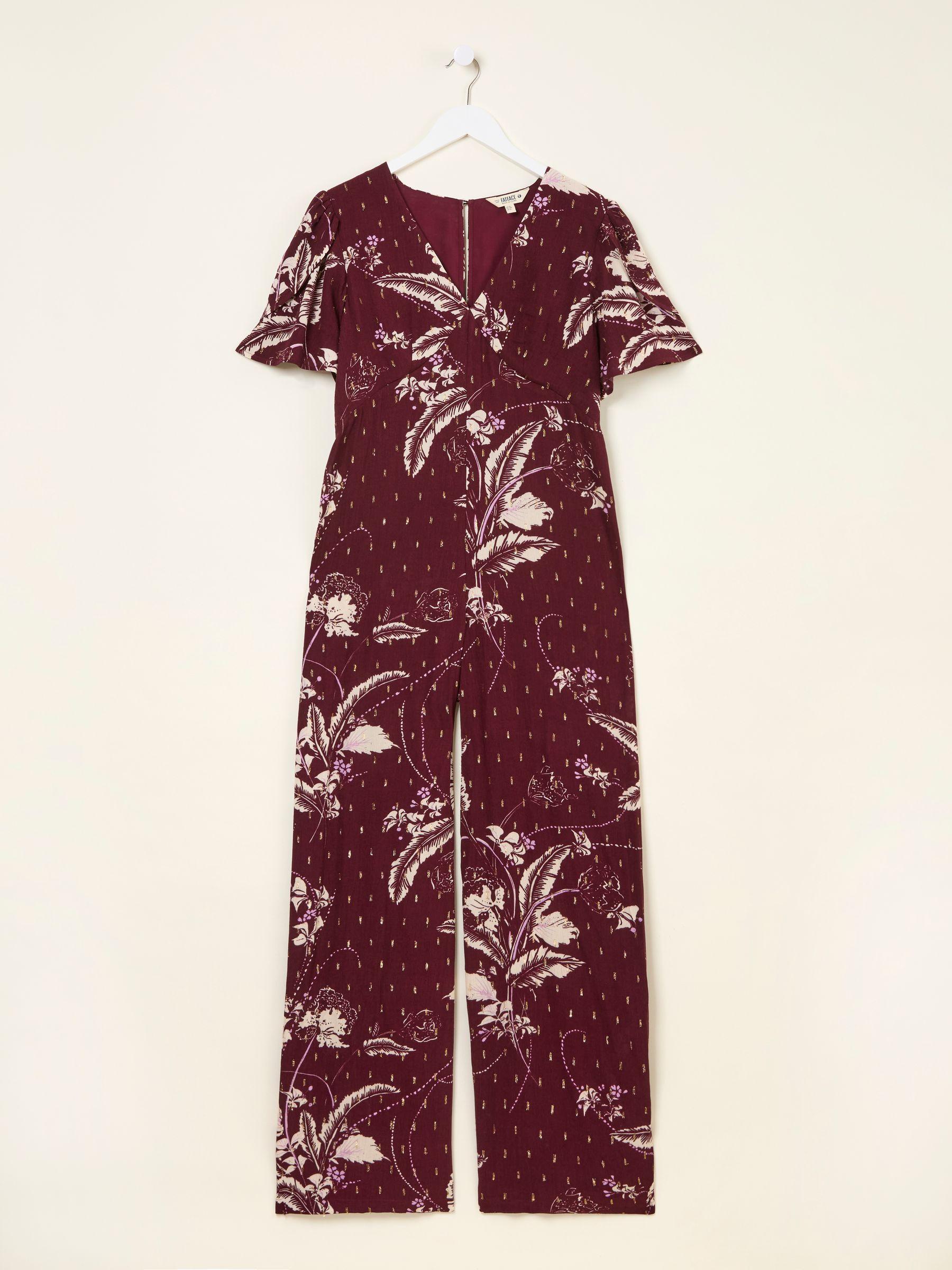 Azalea Claret Floral Print Jumpsuit by FAT FACE