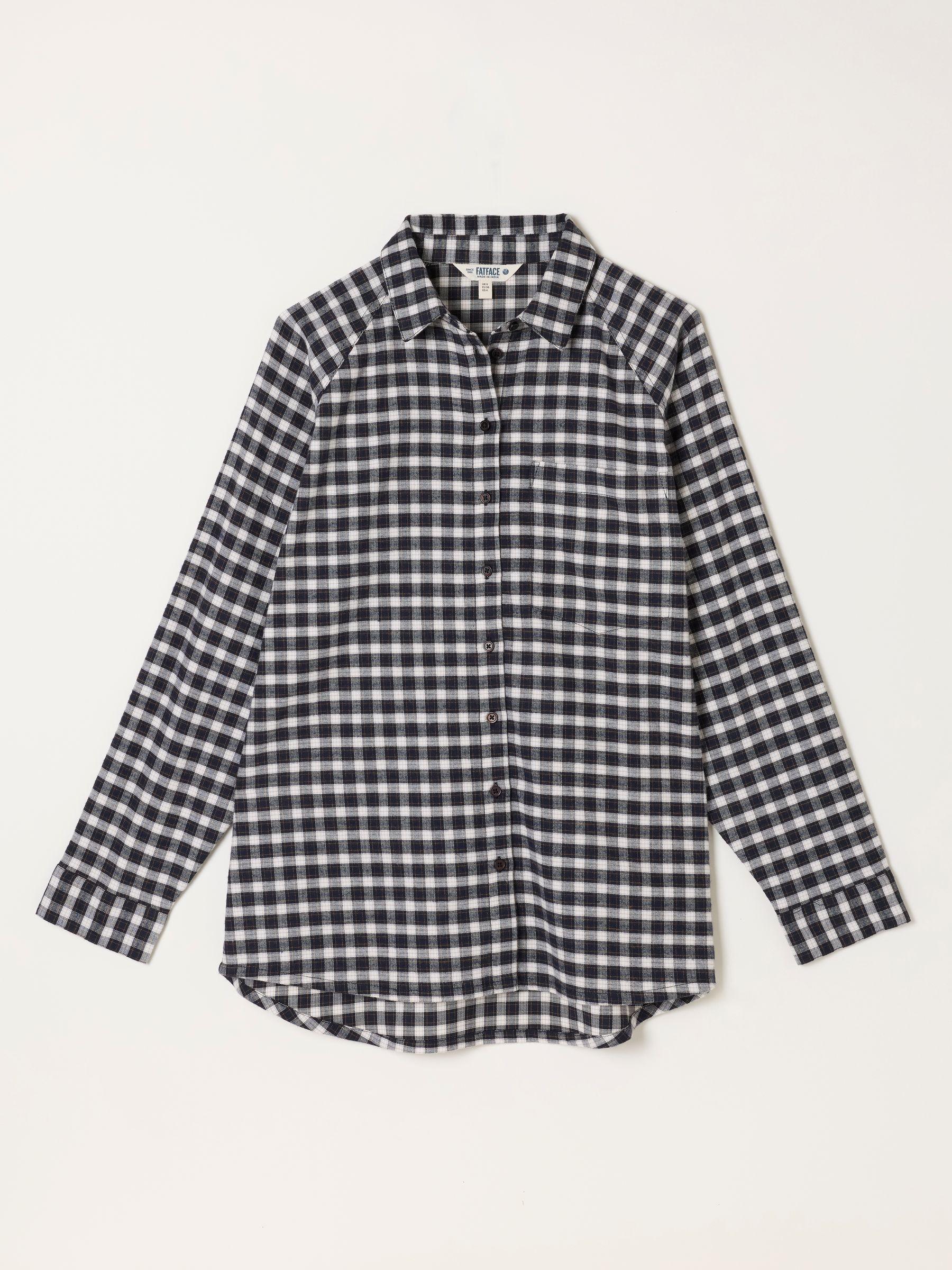 Bessie Navy Regular Check Shirt by FAT FACE