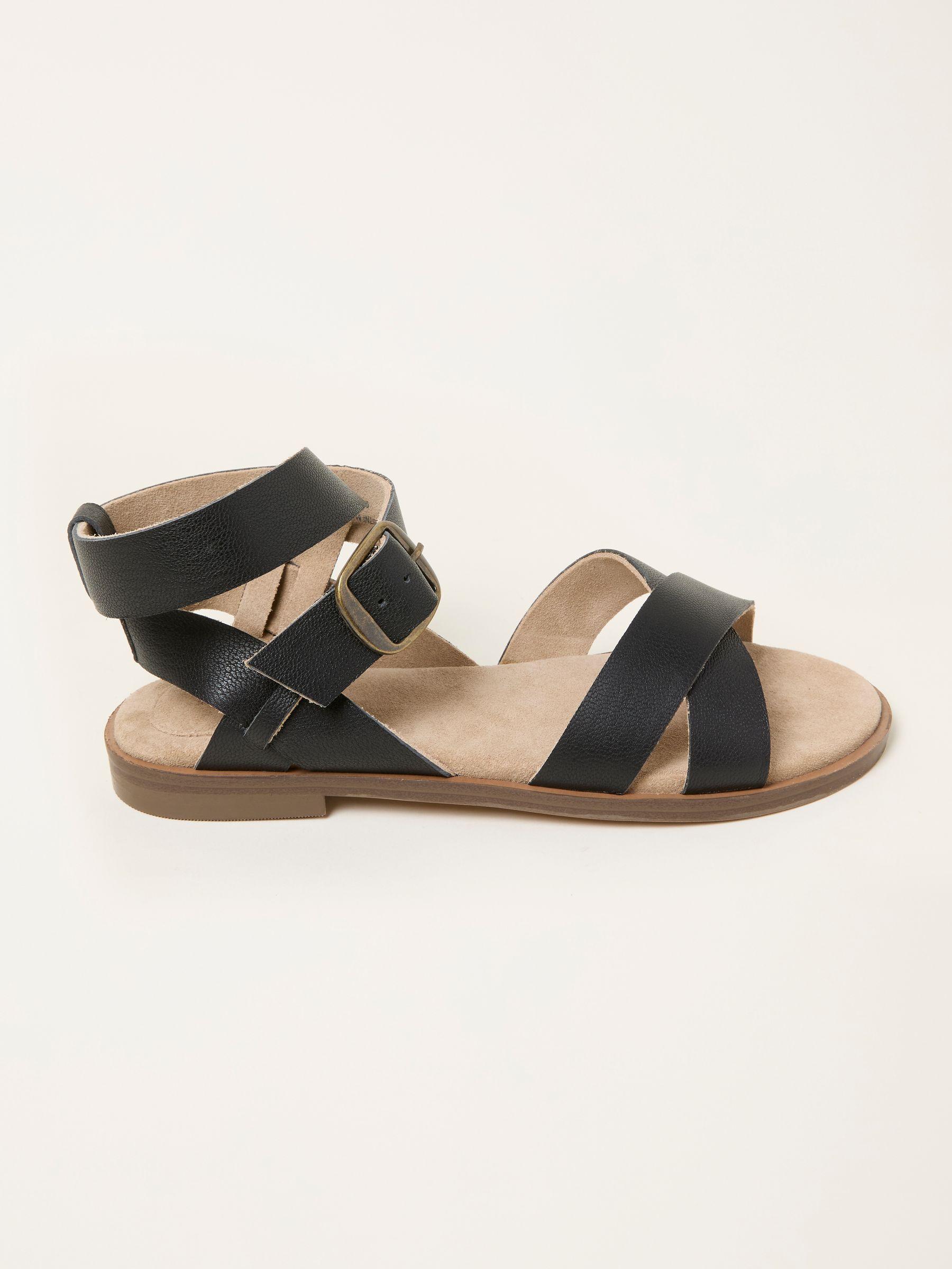 Black Crossover Leather Gladiator Sandal by FAT FACE
