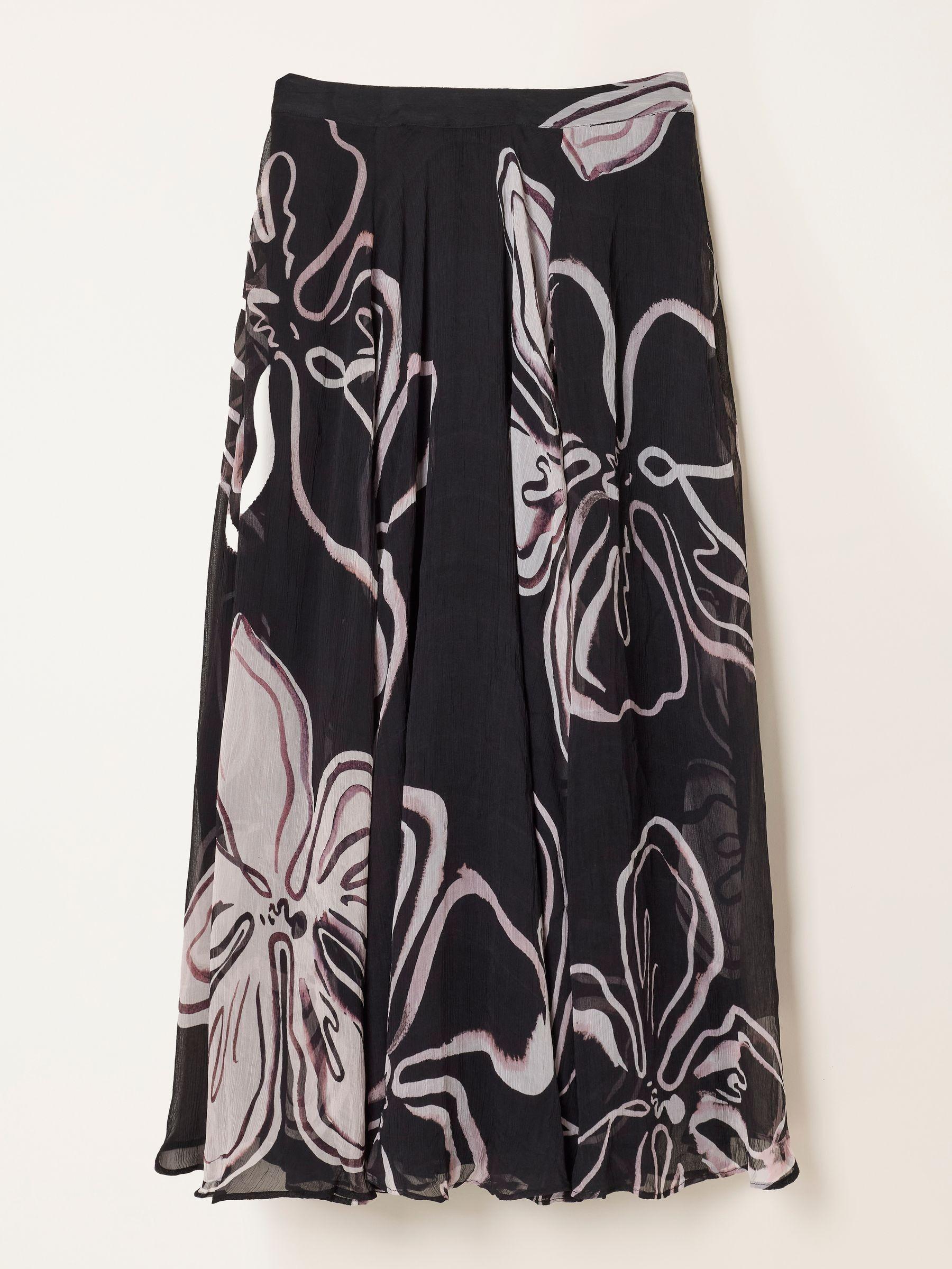 Black Floral Midi Skirt by FAT FACE