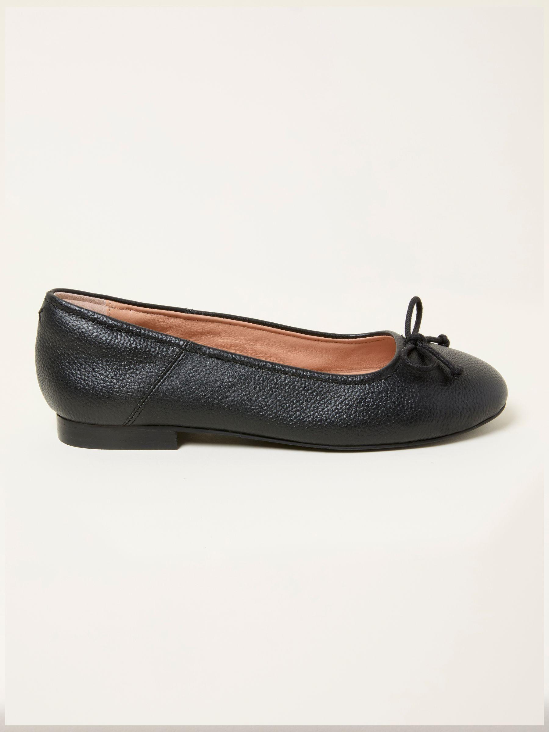 Black Leather Ballerina Pump by FAT FACE