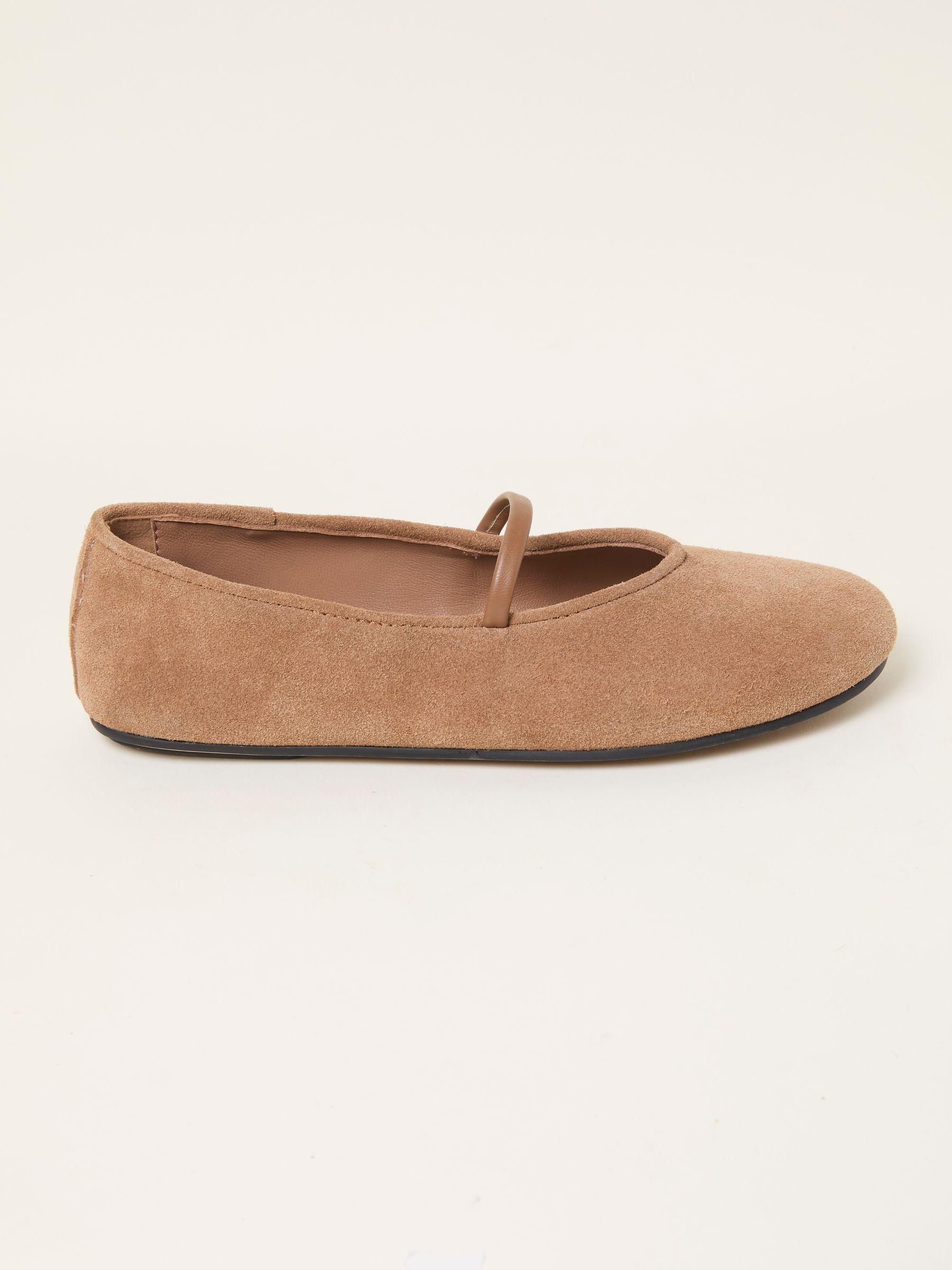 Black Suede Round Toe Ballerina Flats by FAT FACE