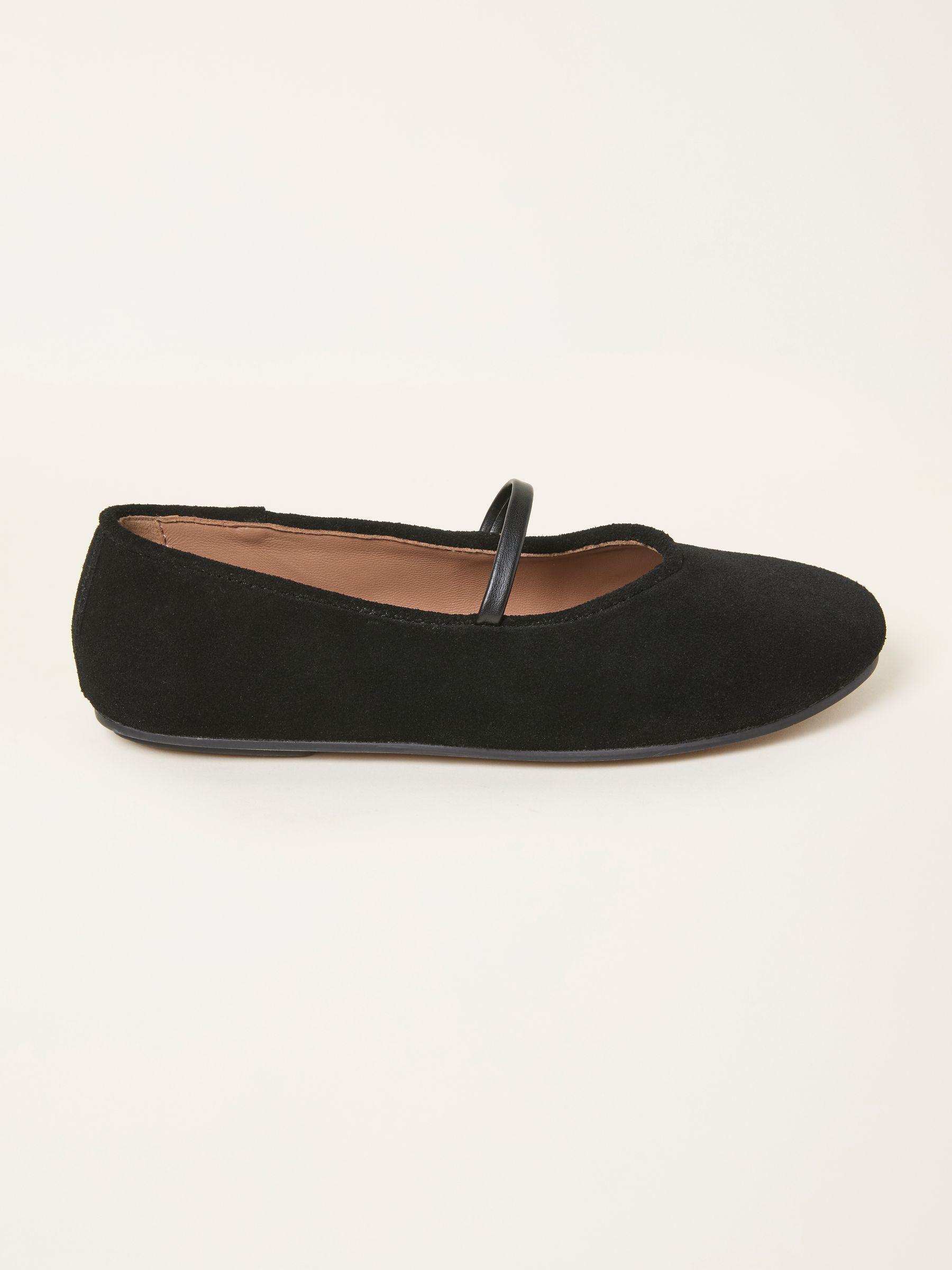 Black Suede Round Toe Ballerina Flats by FAT FACE
