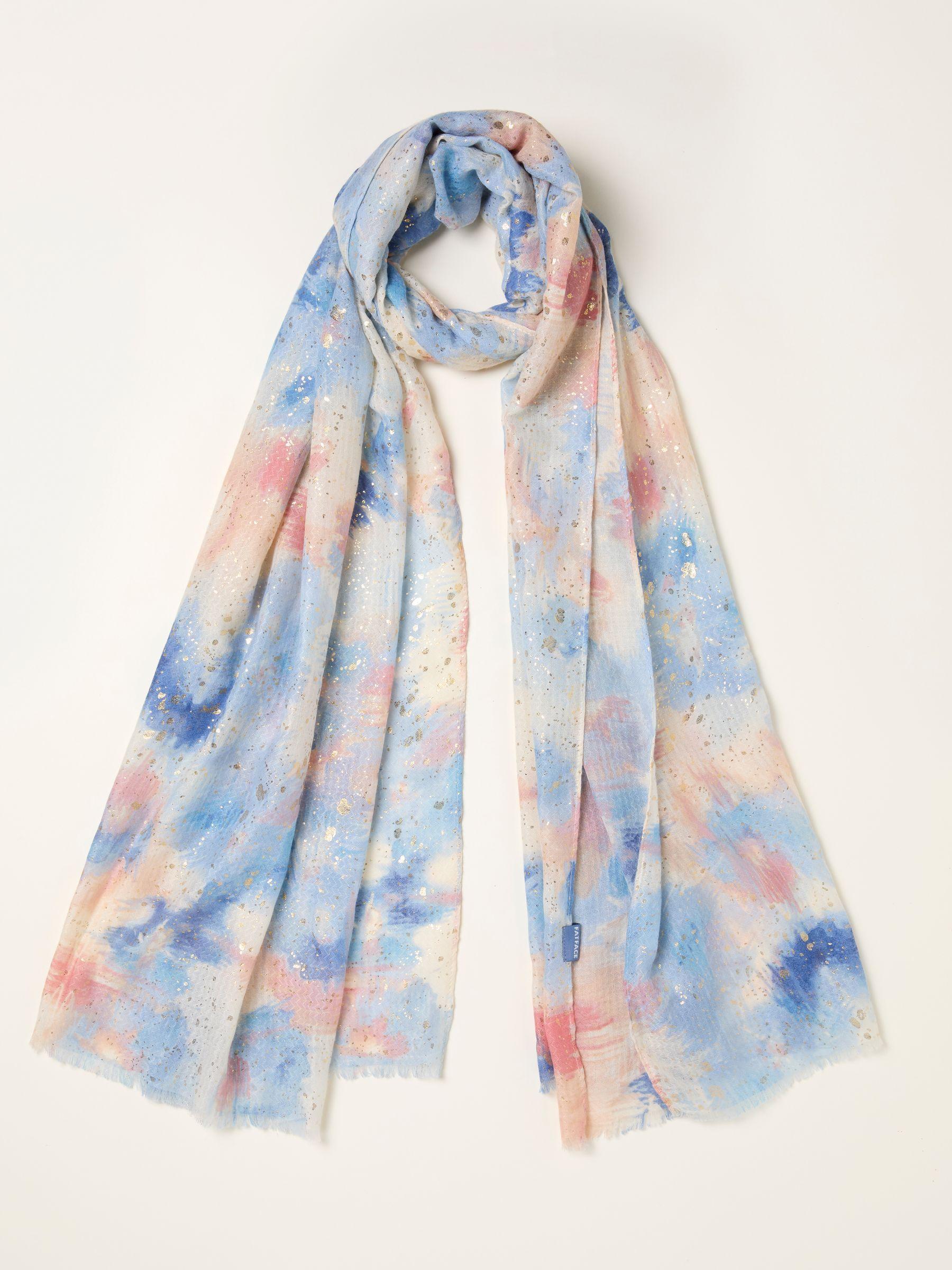 Blue Abstract Foil Printed Lightweight Scarf by FAT FACE
