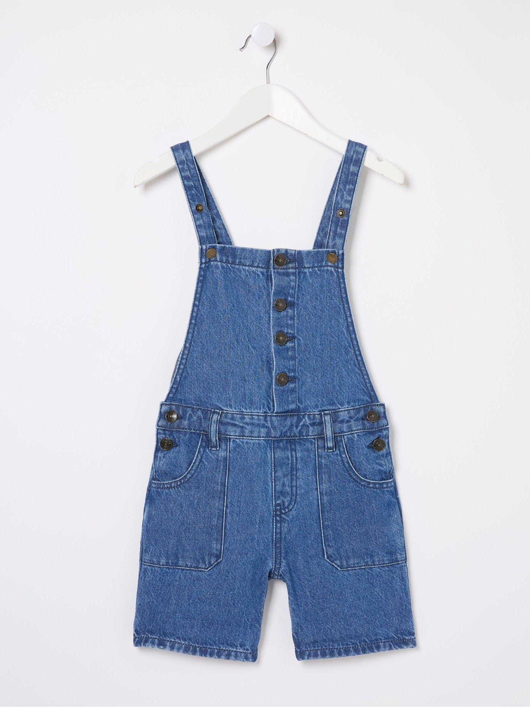 Blue Denim Shortie Dungarees by FAT FACE