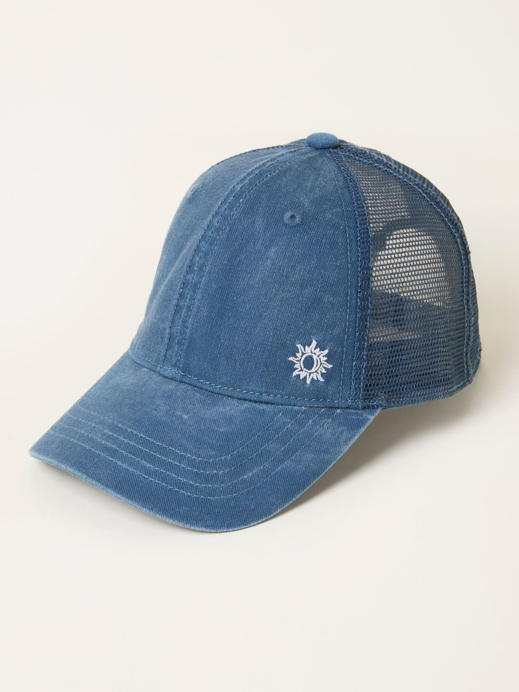 Blue Embroidered Sun Trucker Cap by FAT FACE