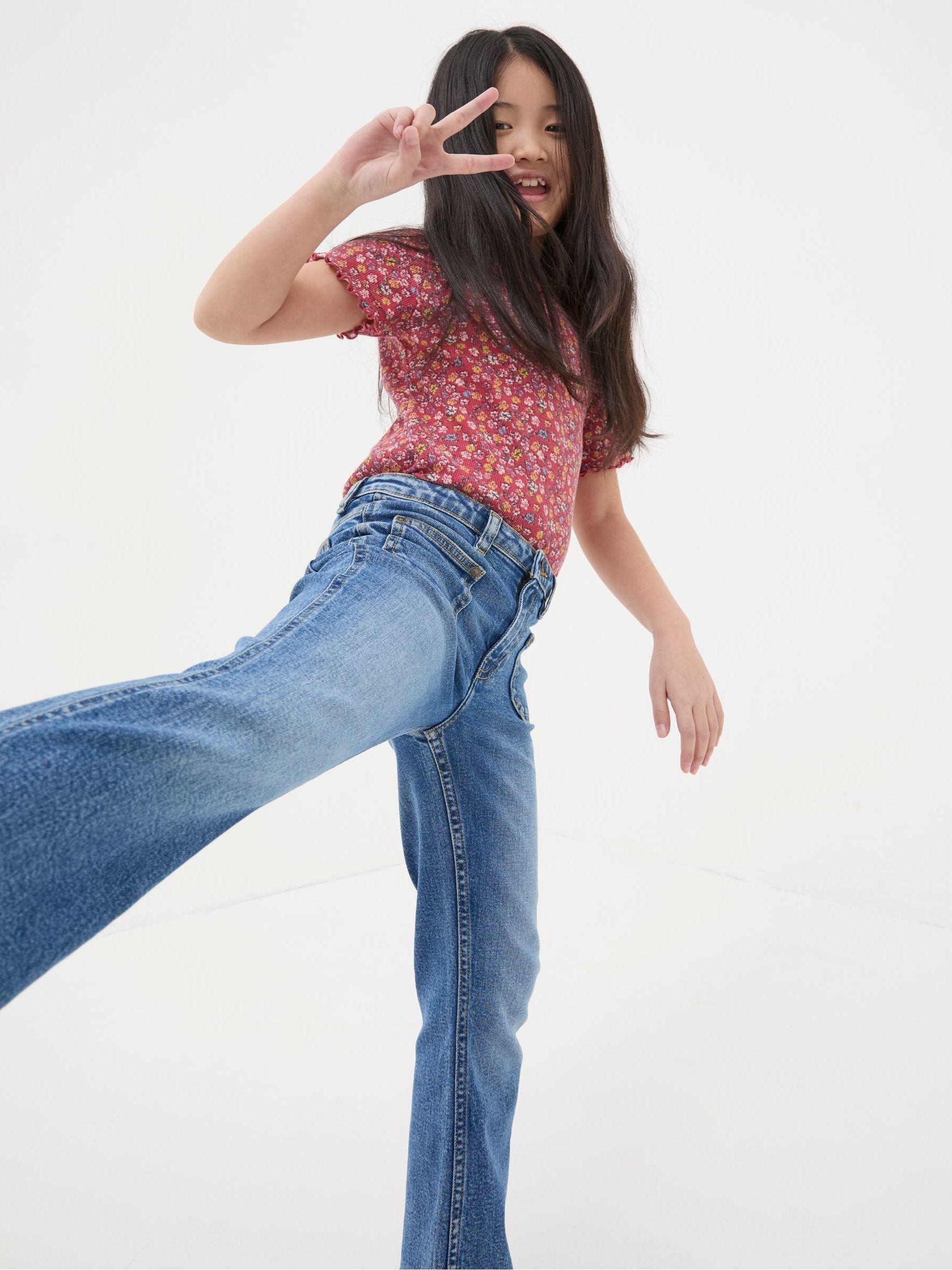 Blue Flared Denim Jeans by FAT FACE