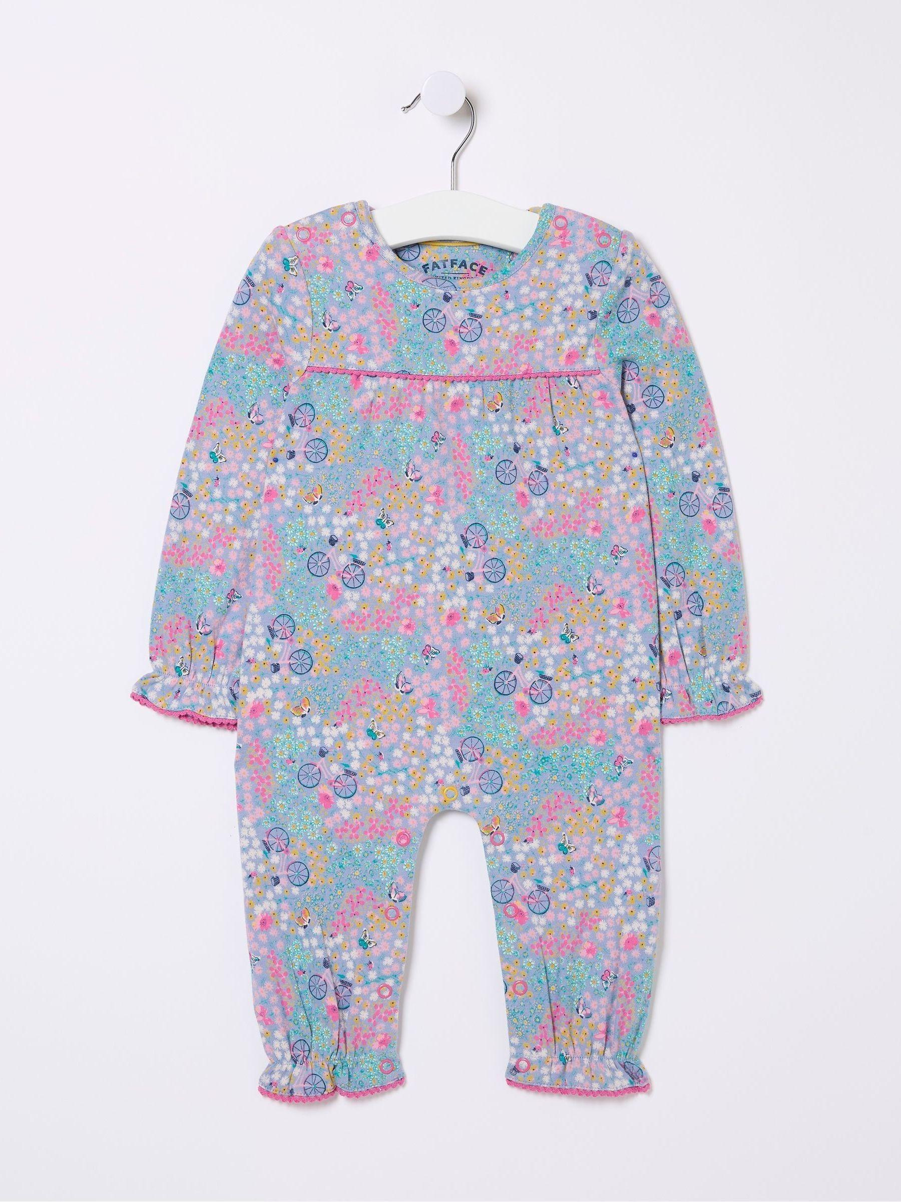 Blue Floral Printed Romper by FAT FACE
