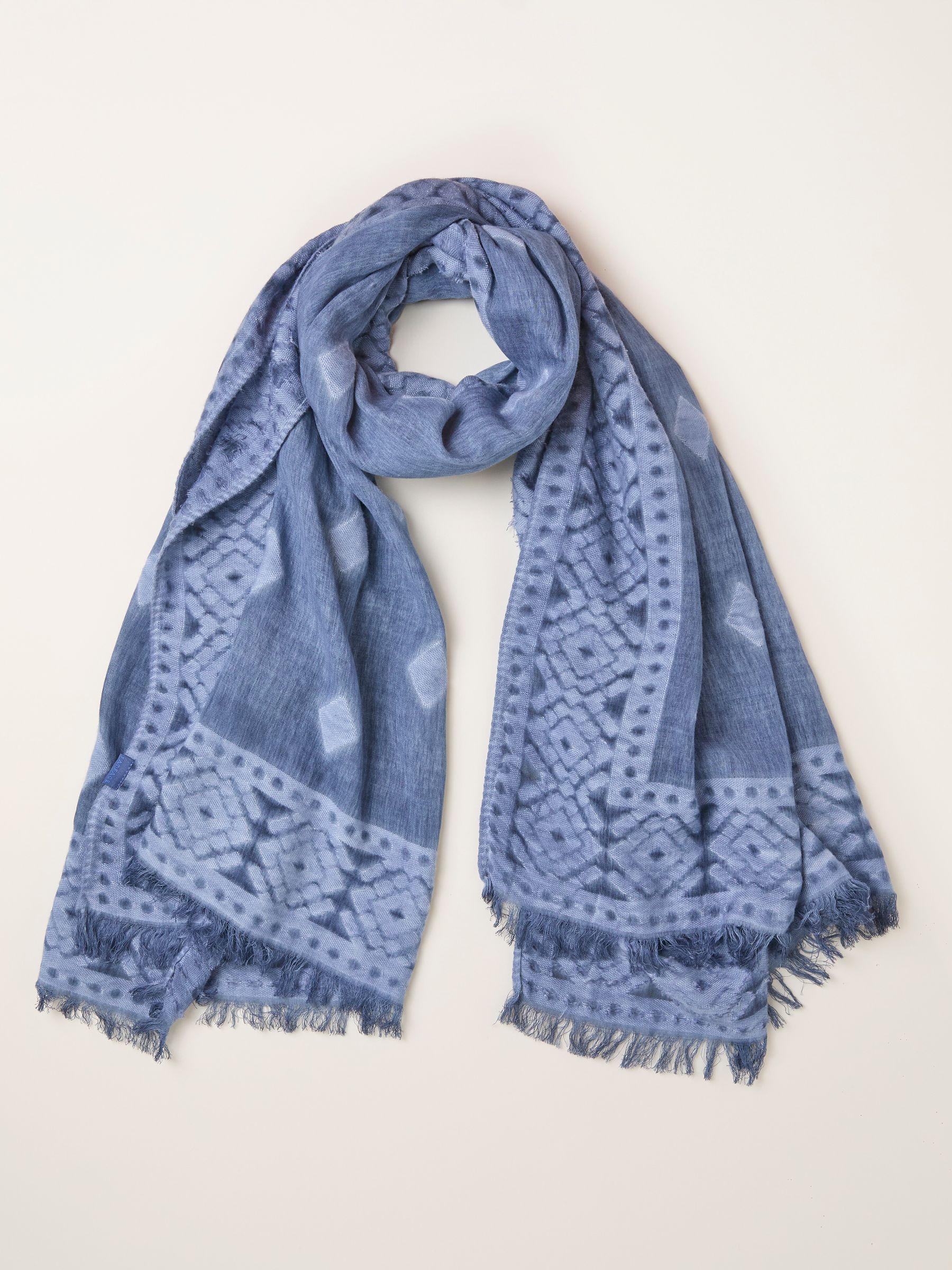 Blue Jaquard Scarf by FAT FACE