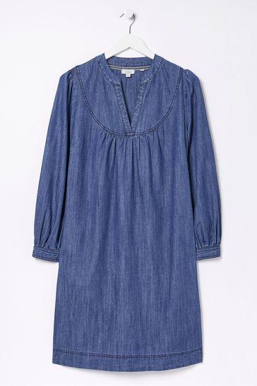 Blue Jessie Denim Dress by FAT FACE
