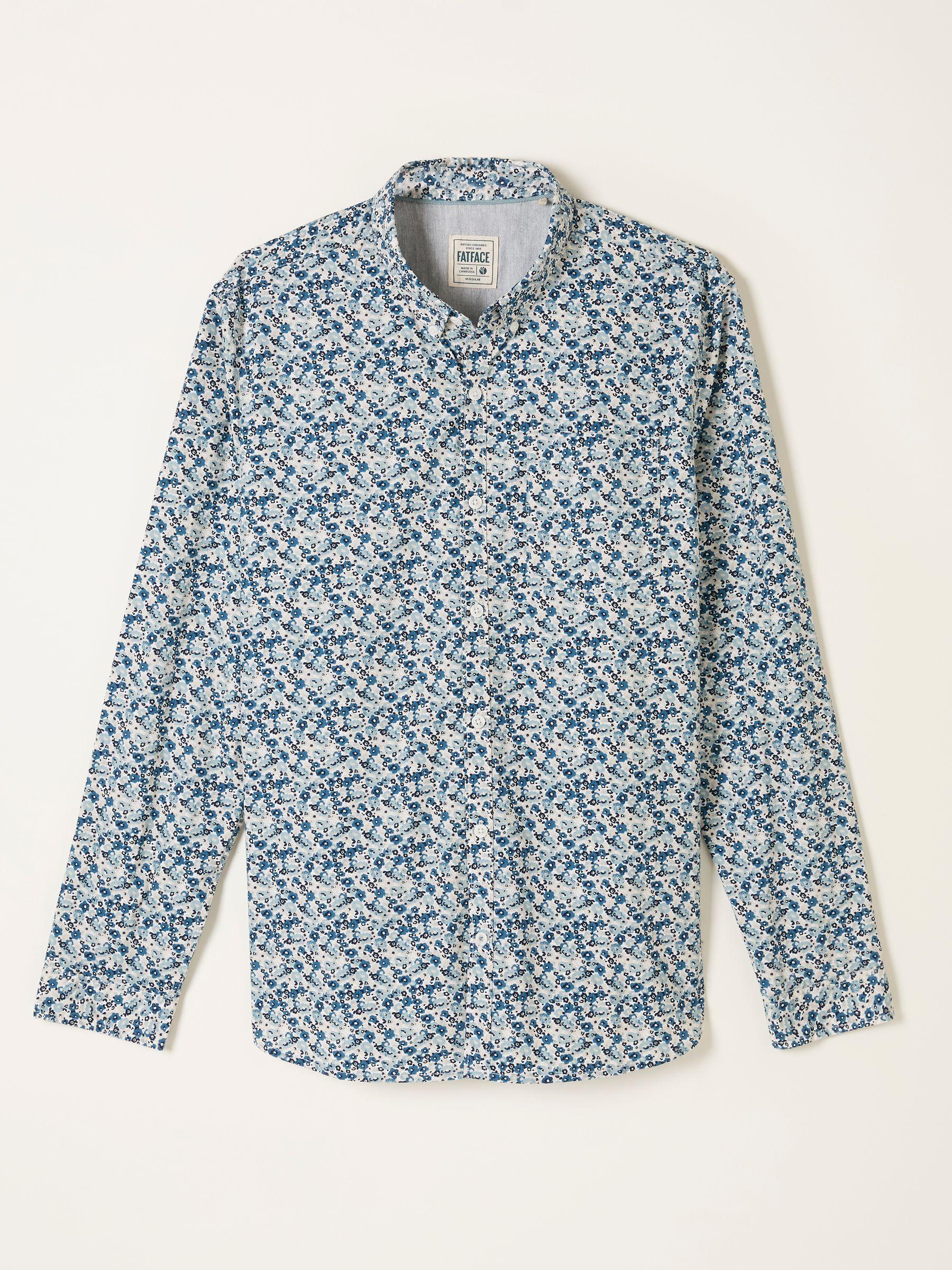 Blue Long Sleeve Floral Shirt by FAT FACE