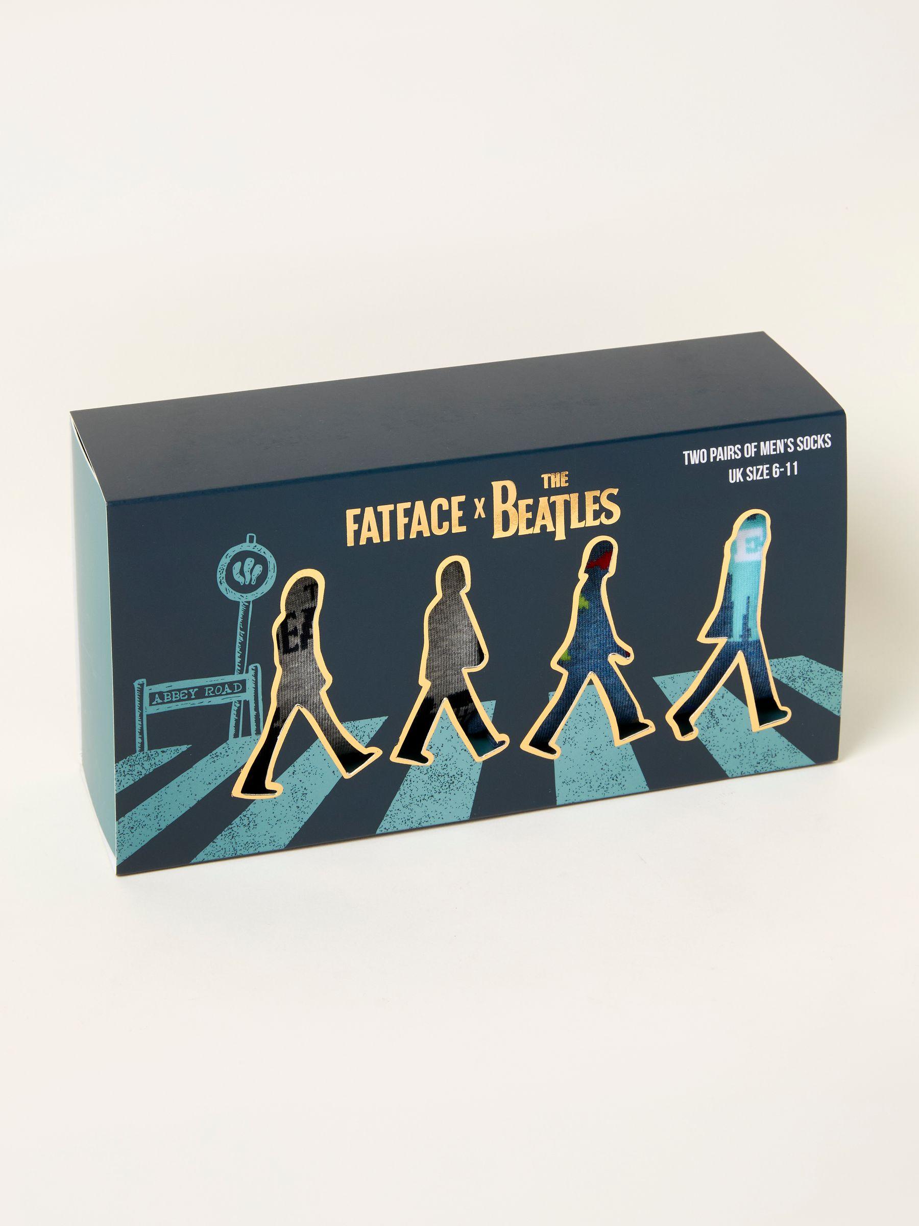 Blue Marl Two Pack Beatles Socks in a Box by FAT FACE
