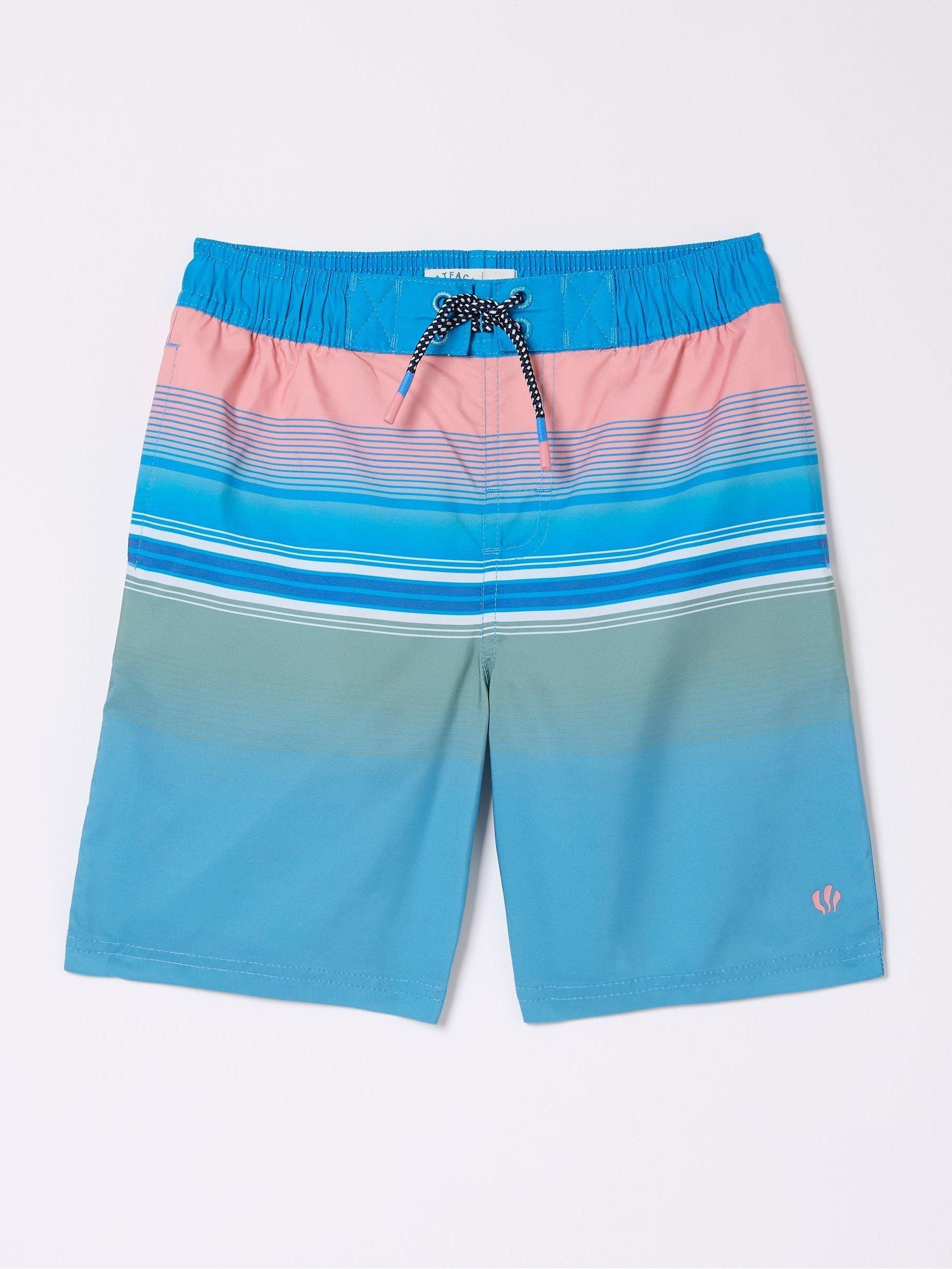 Blue Pattern Swim Shorts by FAT FACE