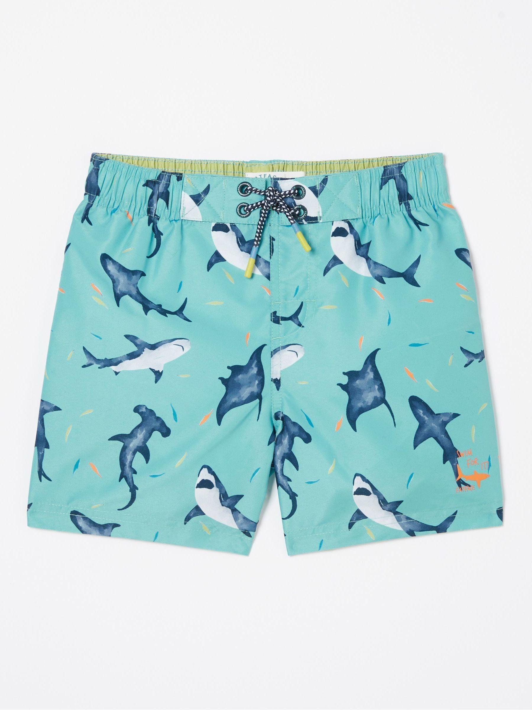 Blue Shark Swim Shorts by FAT FACE