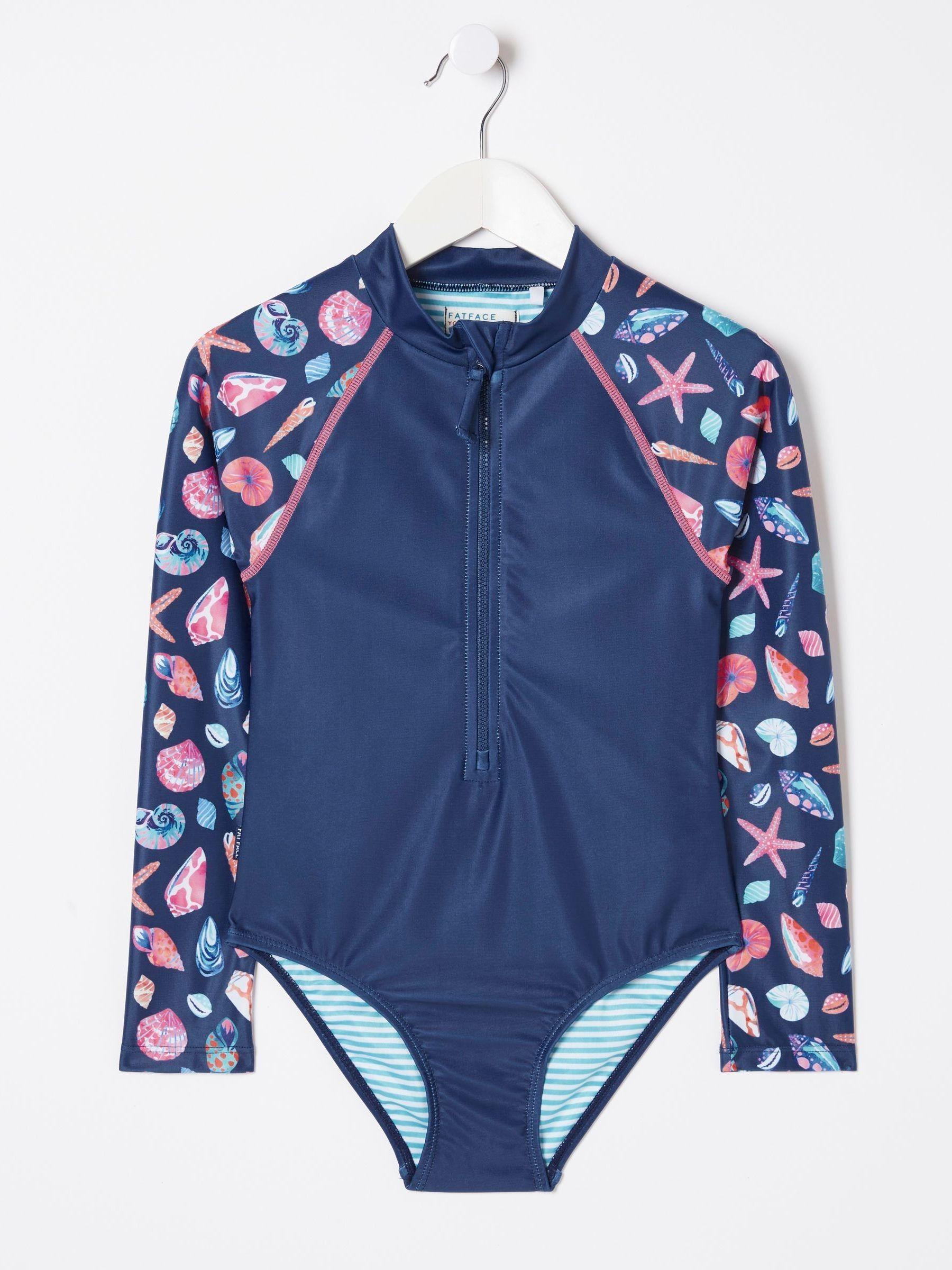 Blue Shell Long Sleeve Swimsuit by FAT FACE