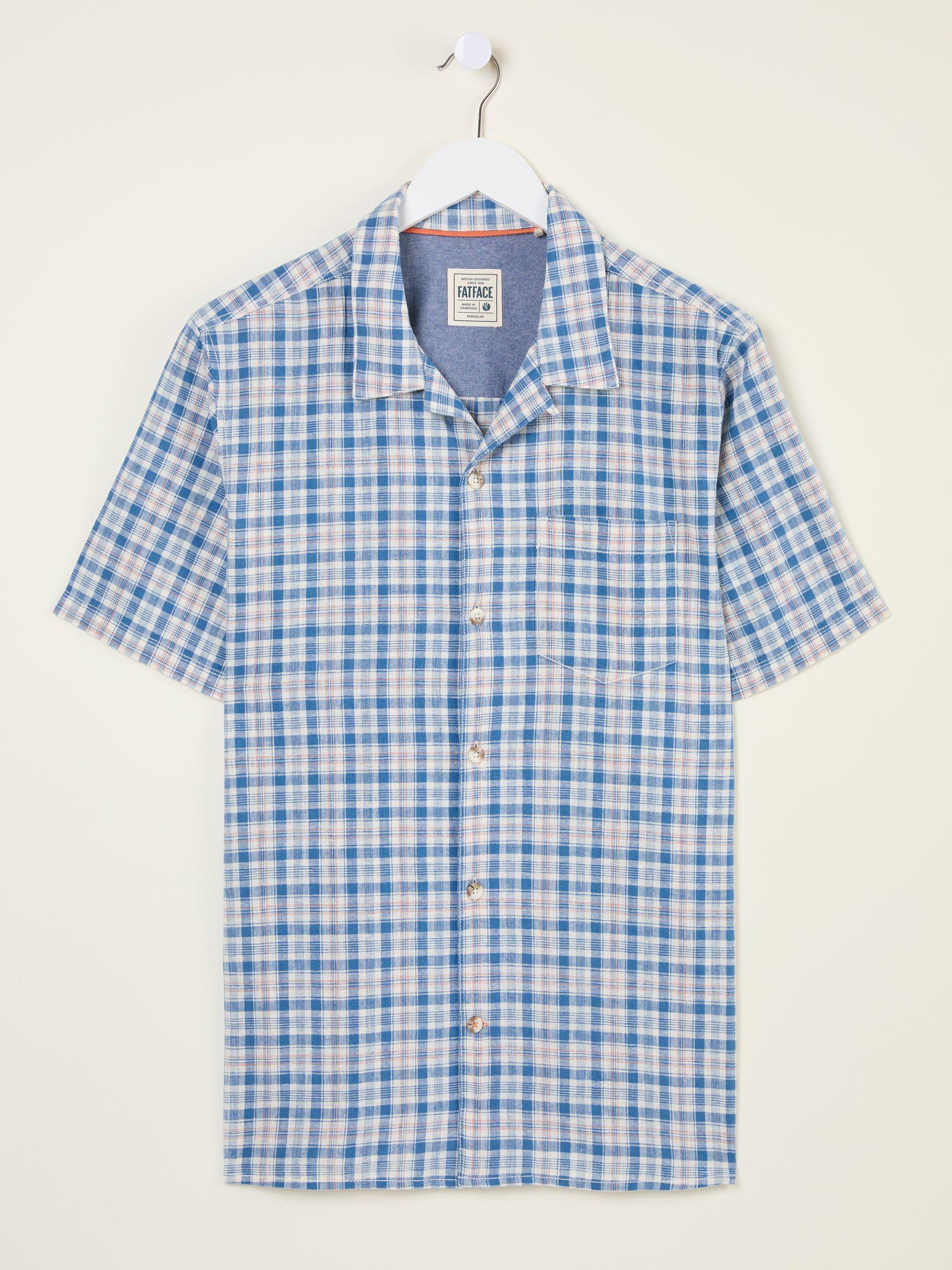 Blue Short Sleeve Conwy Check Shirt by FAT FACE