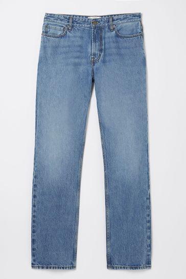 Blue Straight Fit Jeans by FAT FACE