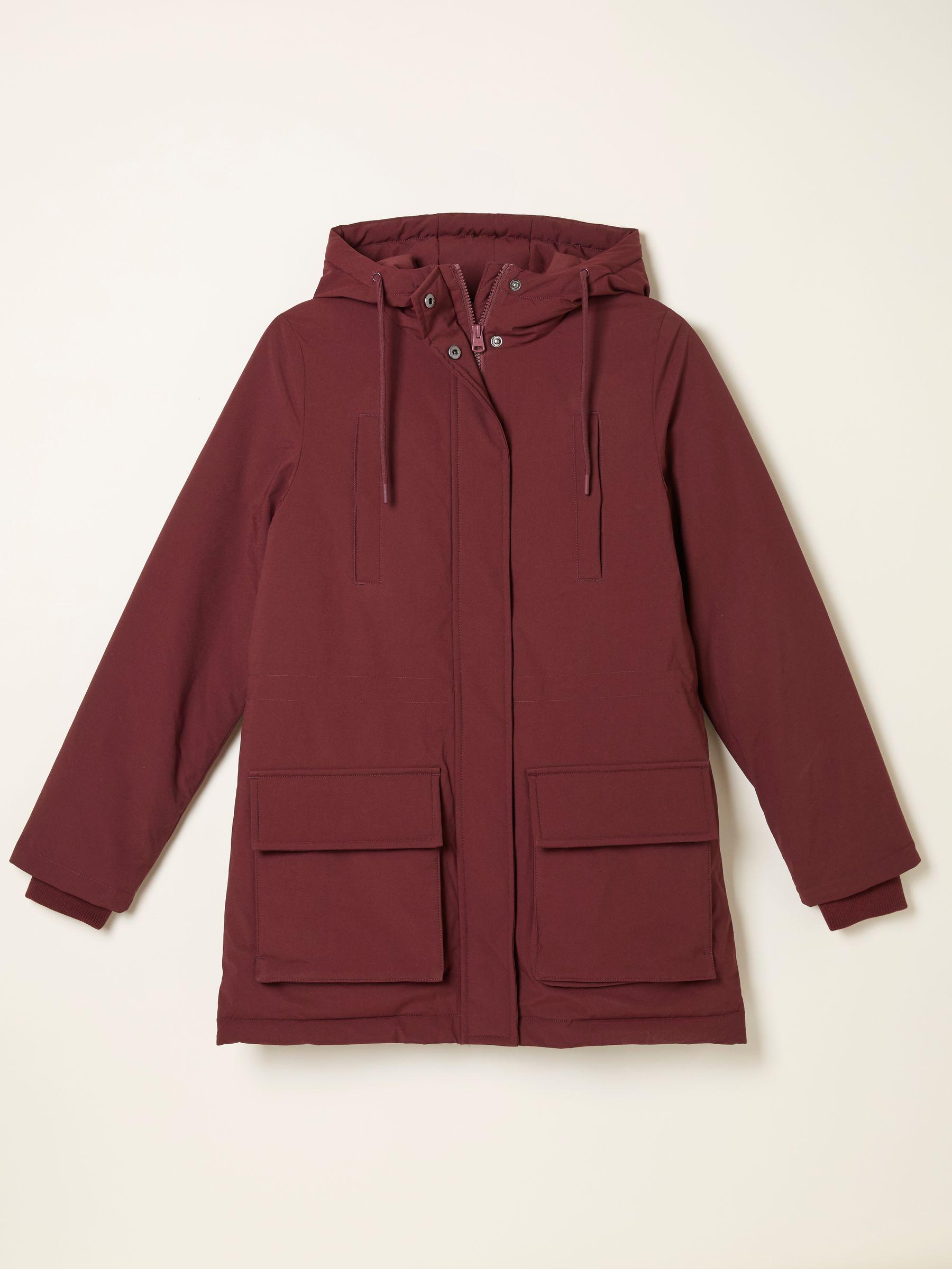 Brea Dark Red Quilted Coat by FAT FACE
