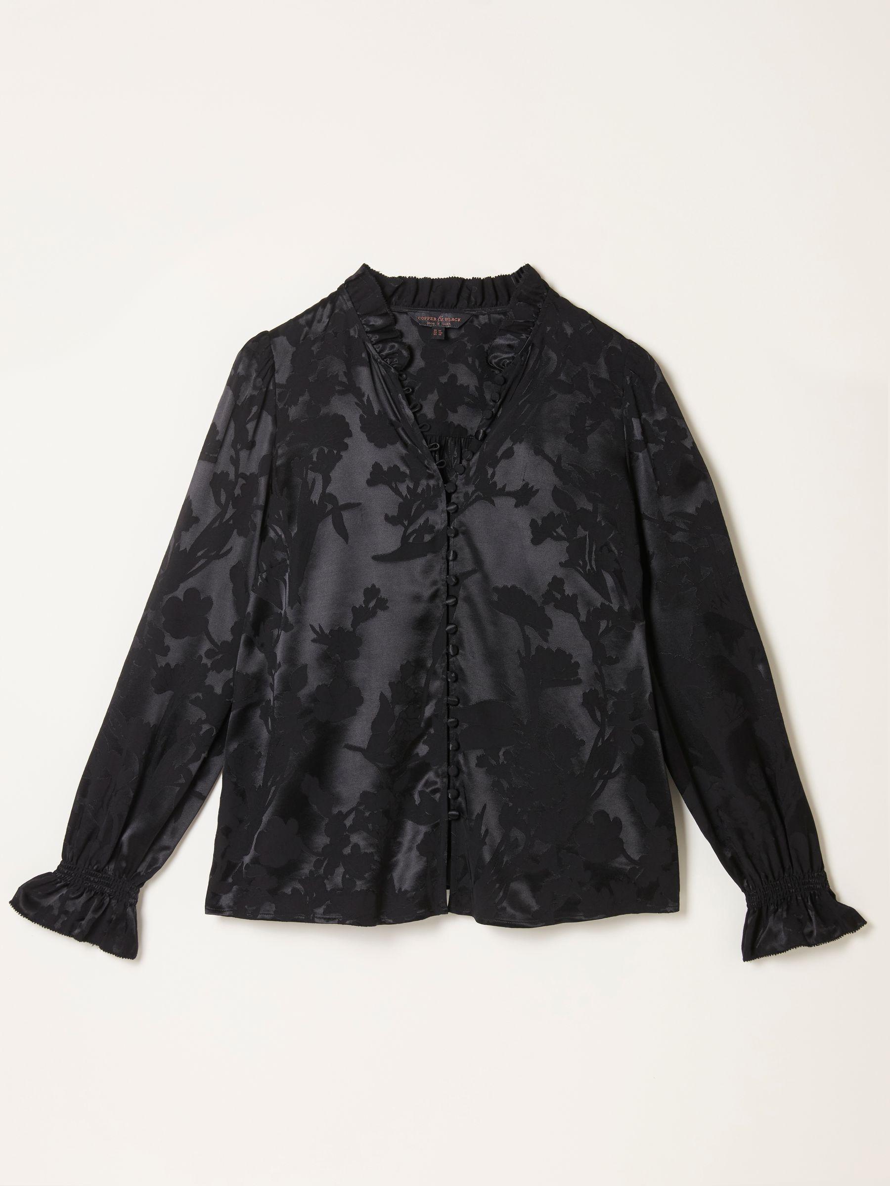 Briar Black Jacquard Top by FAT FACE
