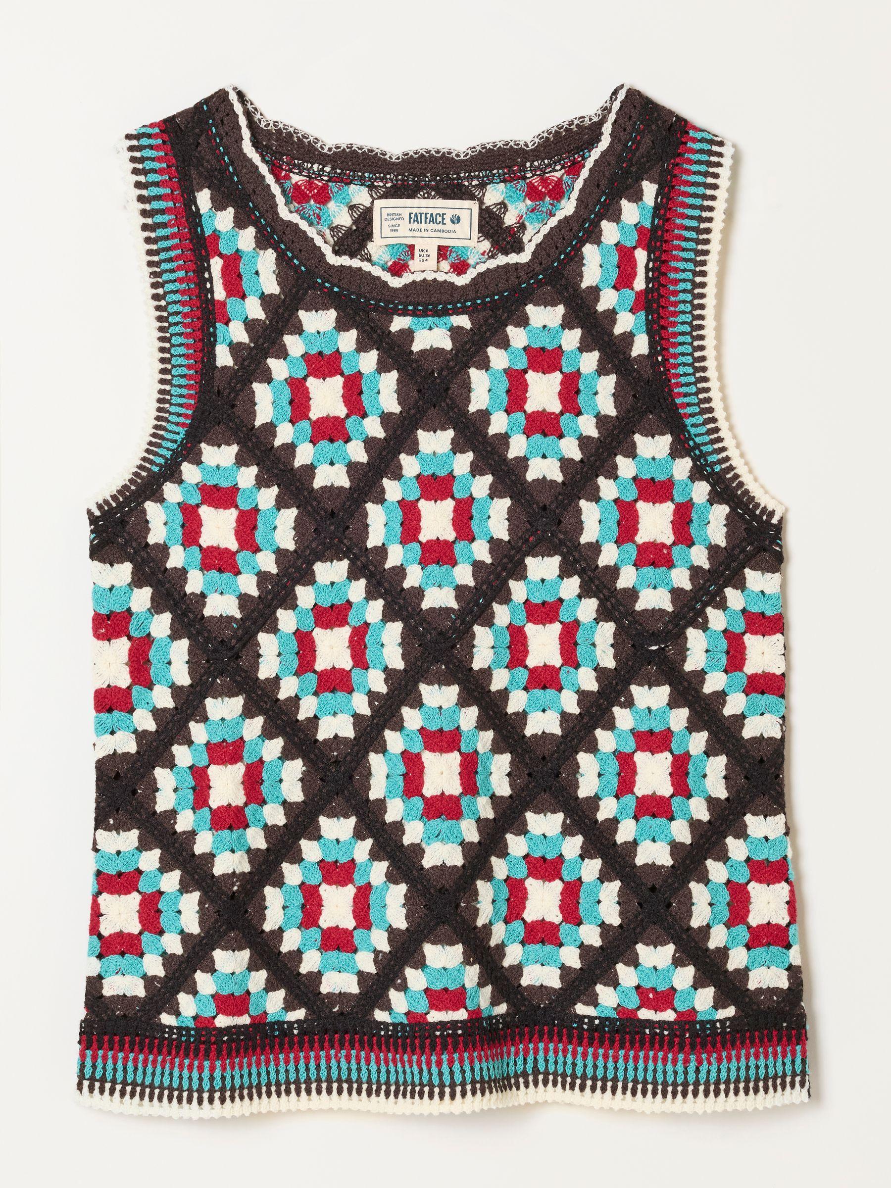 Brown Bea Knitted Crochet Top by FAT FACE