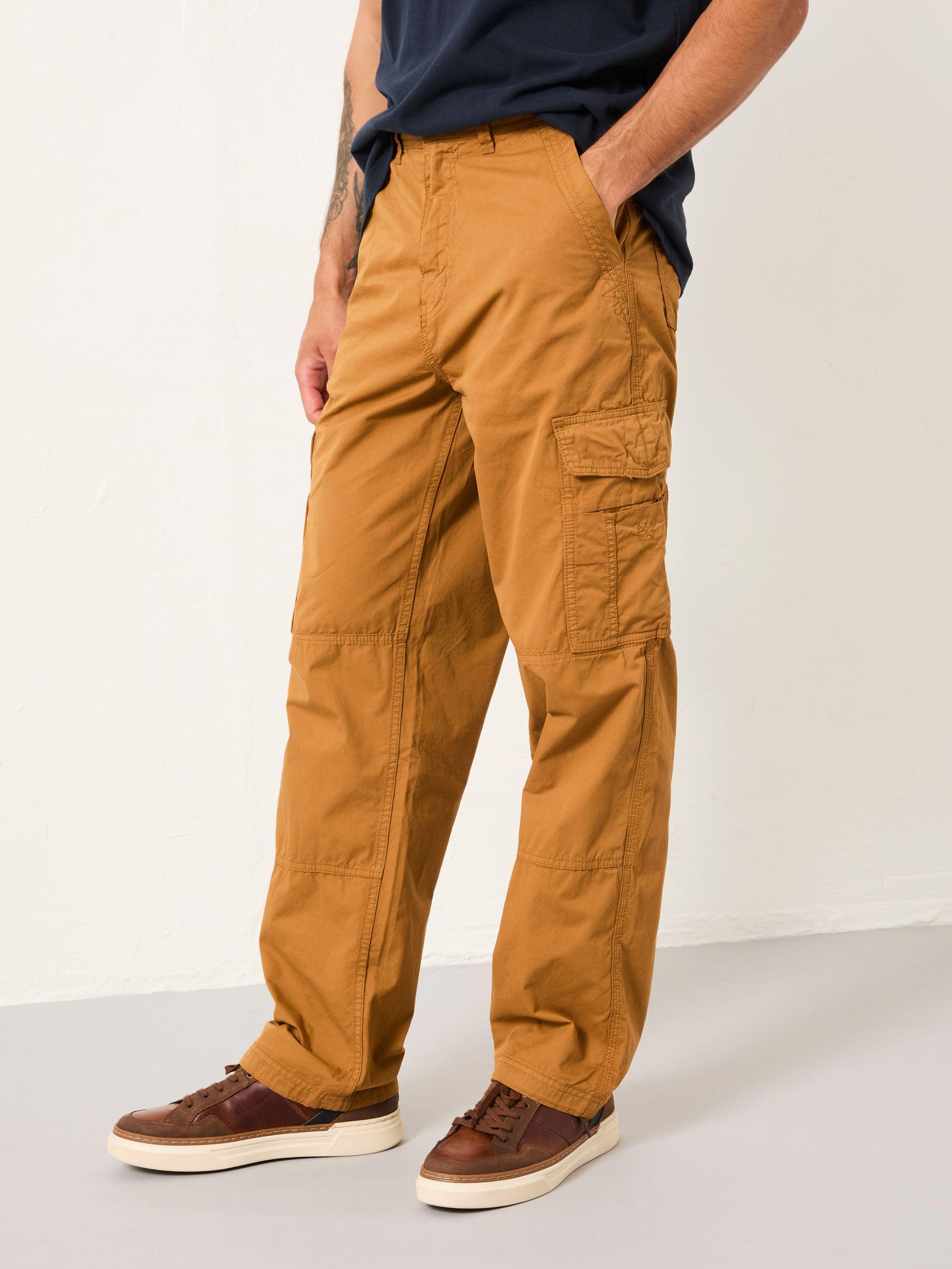 Bude Tan Brown Straight Fit Cargo Trousers by FAT FACE