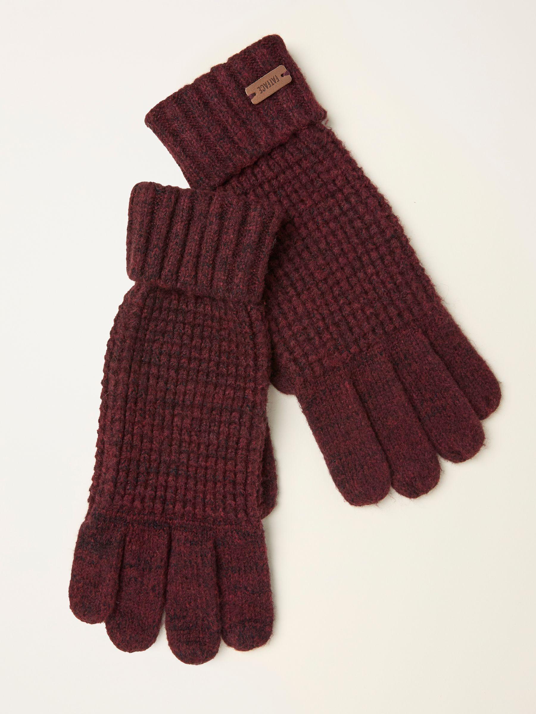 Burgundy Red Waffle Gloves by FAT FACE