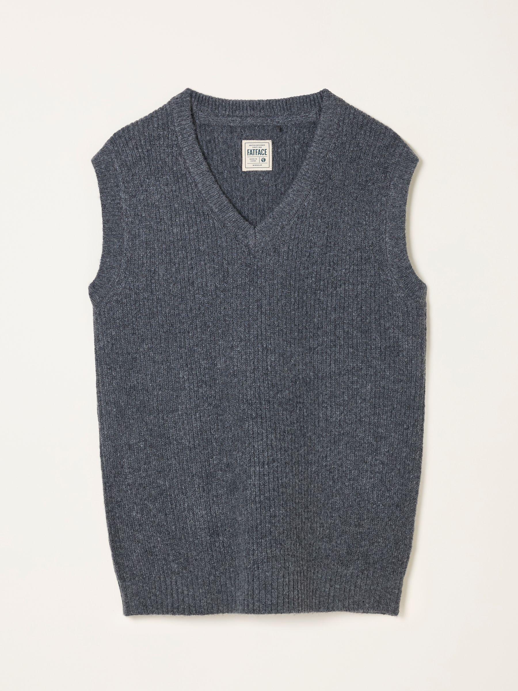 Calder Charcoal Grey V-Neck Knitted Tank by FAT FACE