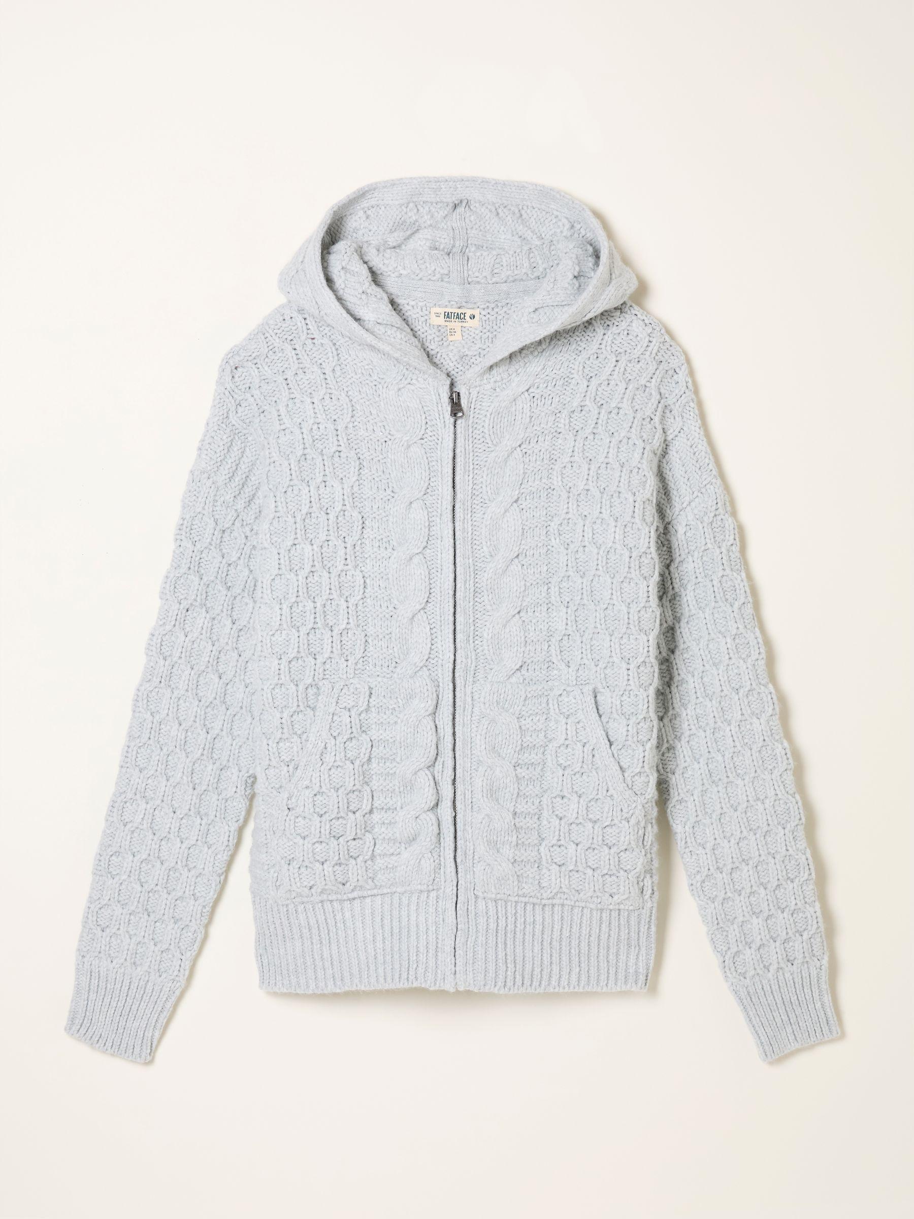 Casey Grey Knitted Cable Hoodie by FAT FACE