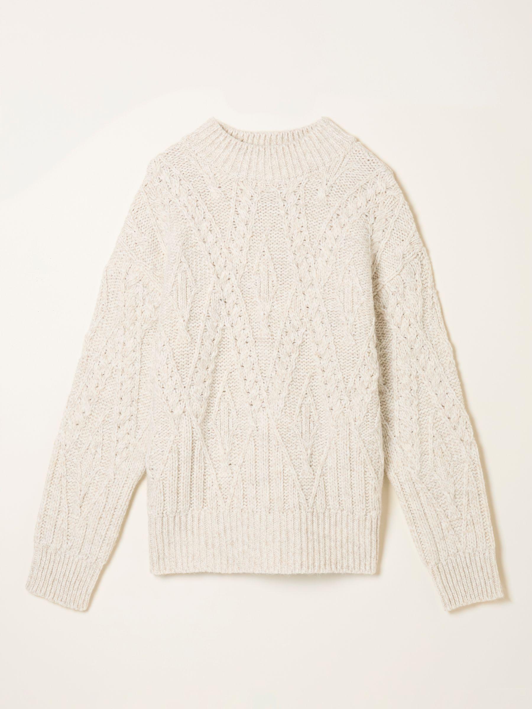 Casey Ivory Cable Knitted Crew Neck Jumper by FAT FACE