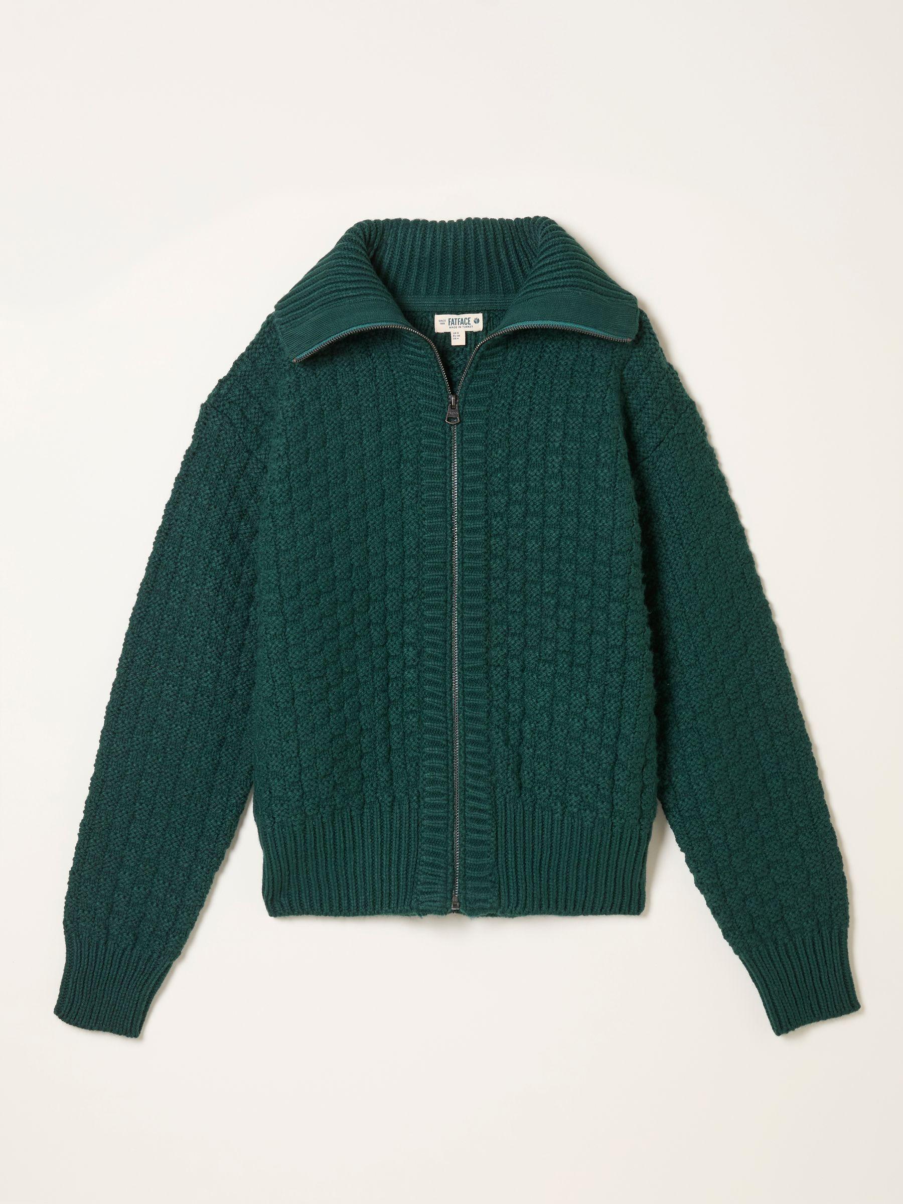 Casey Jade Green Zip Through Funnel Neck by FAT FACE