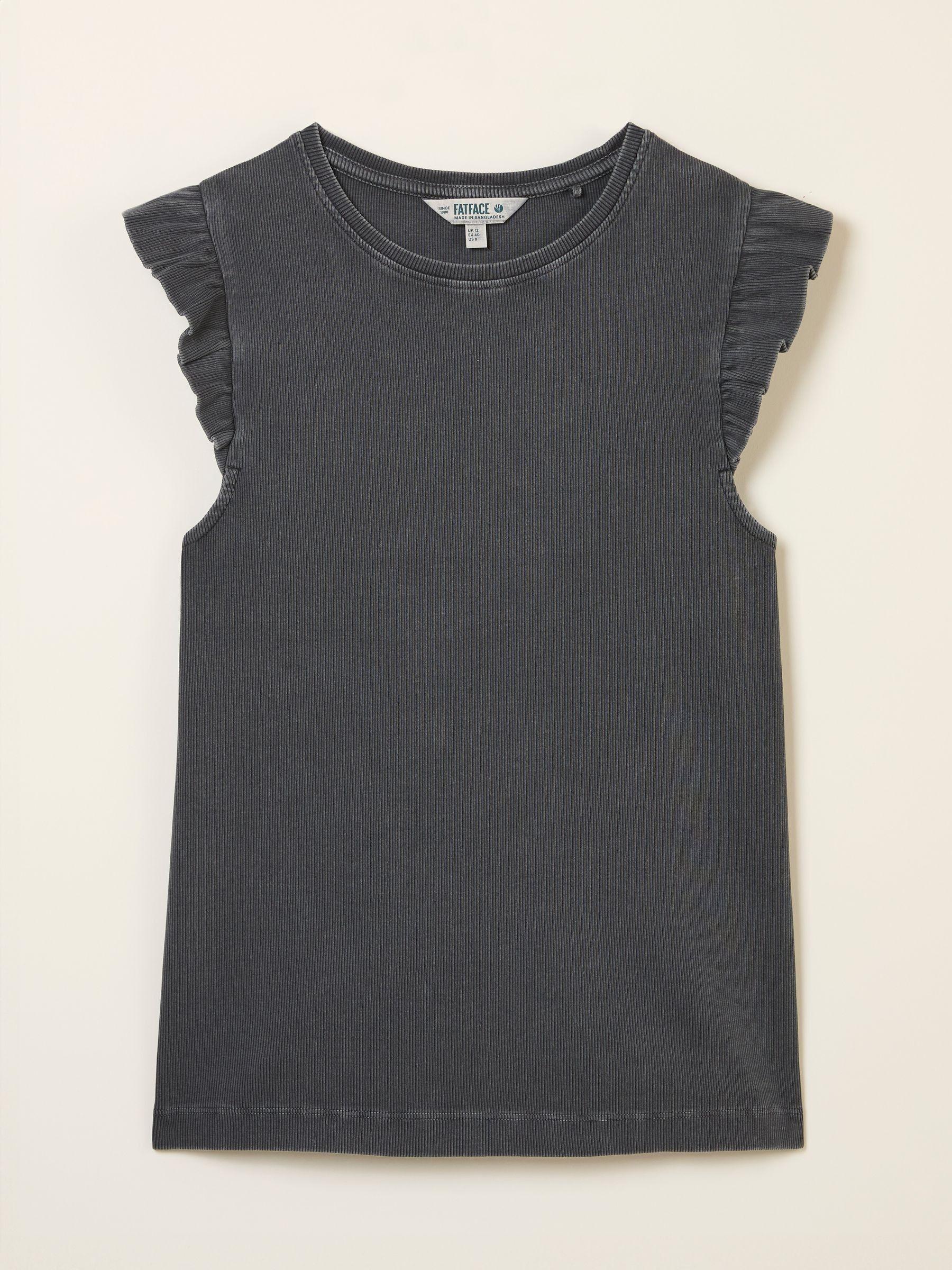 Charcoal Grey Frill Sleeveless Top by FAT FACE
