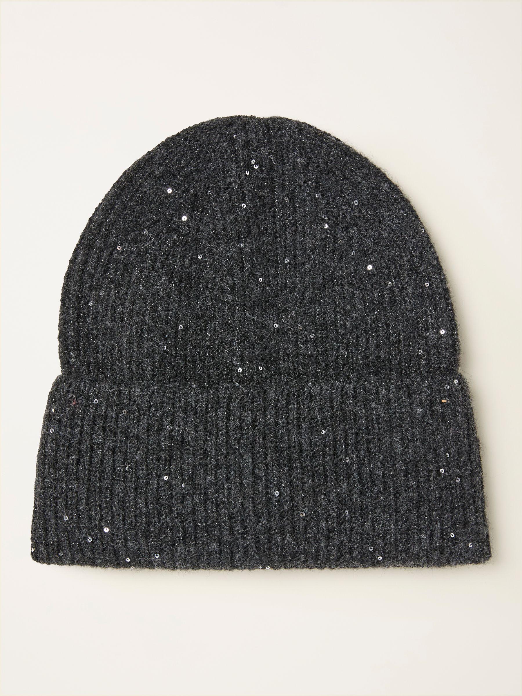 Charcoal Grey Sequin Beanie by FAT FACE