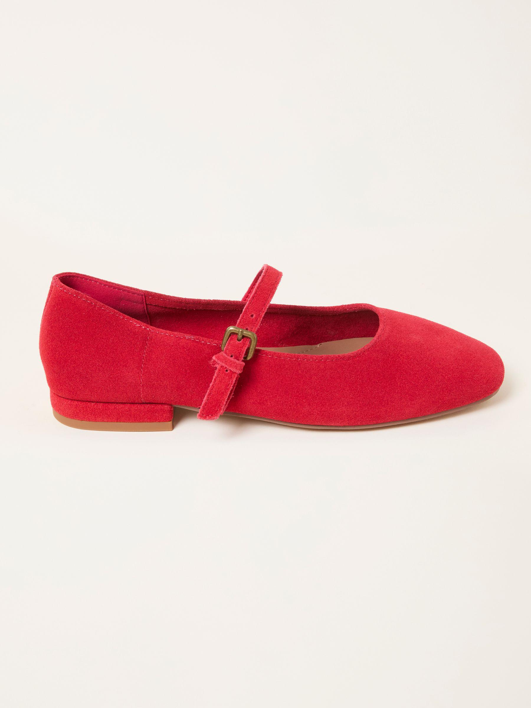 Cherry Red Suede Mary Jane Flat by FAT FACE