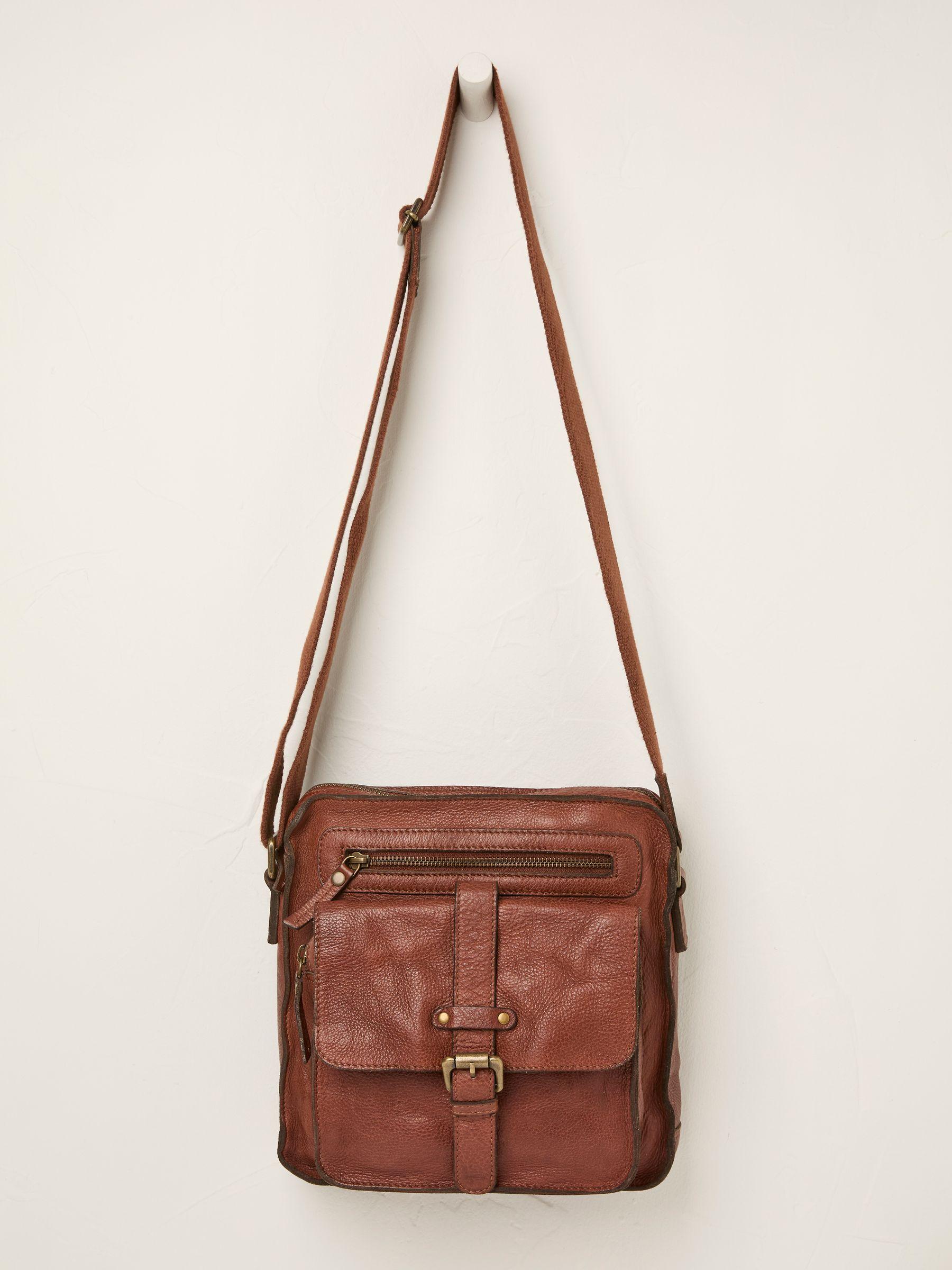Chestnut Brown Leather Cross-Body Bag by FAT FACE