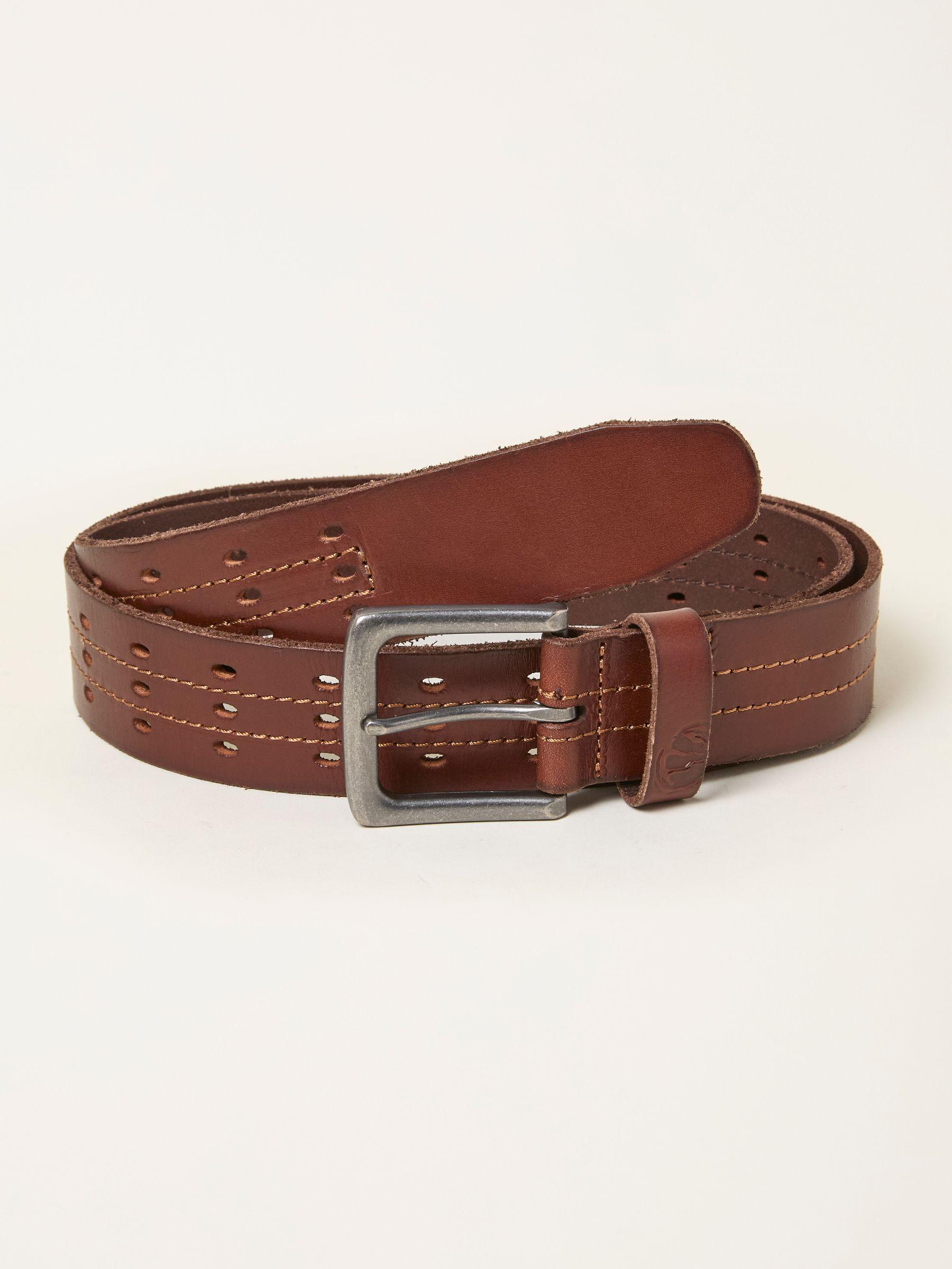 Chestnut Brown Leather Punch Out Belt by FAT FACE