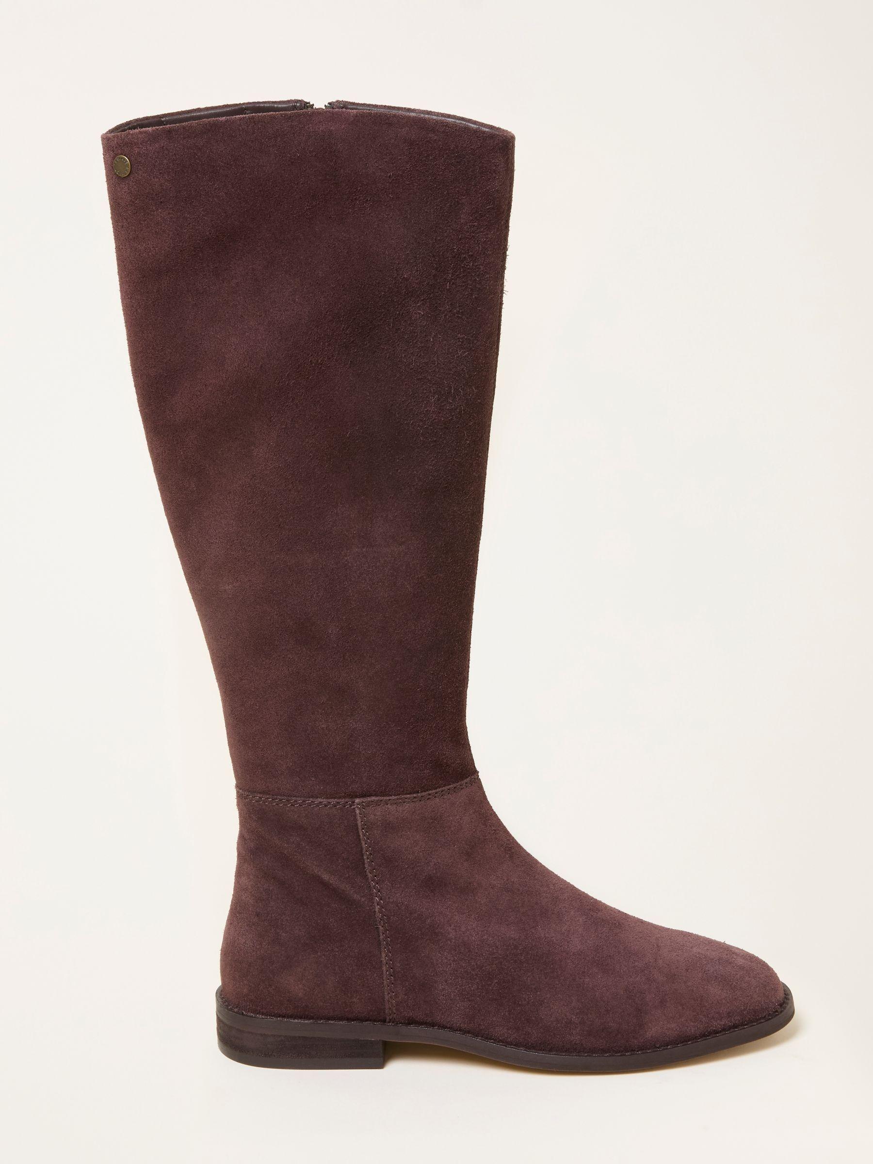 Chocolate Brown Knee High Suede Boot by FAT FACE