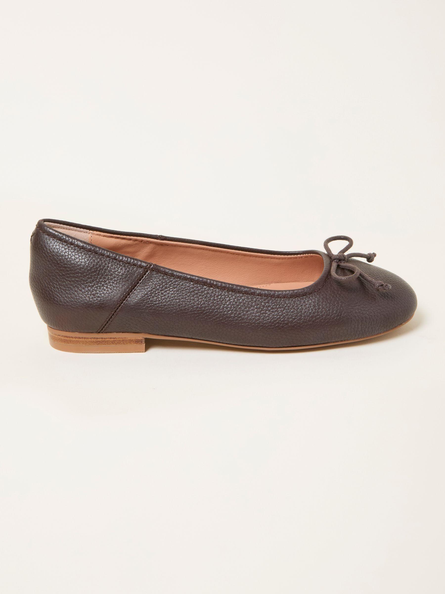 Chocolate Brown Leather Ballerina Pump by FAT FACE