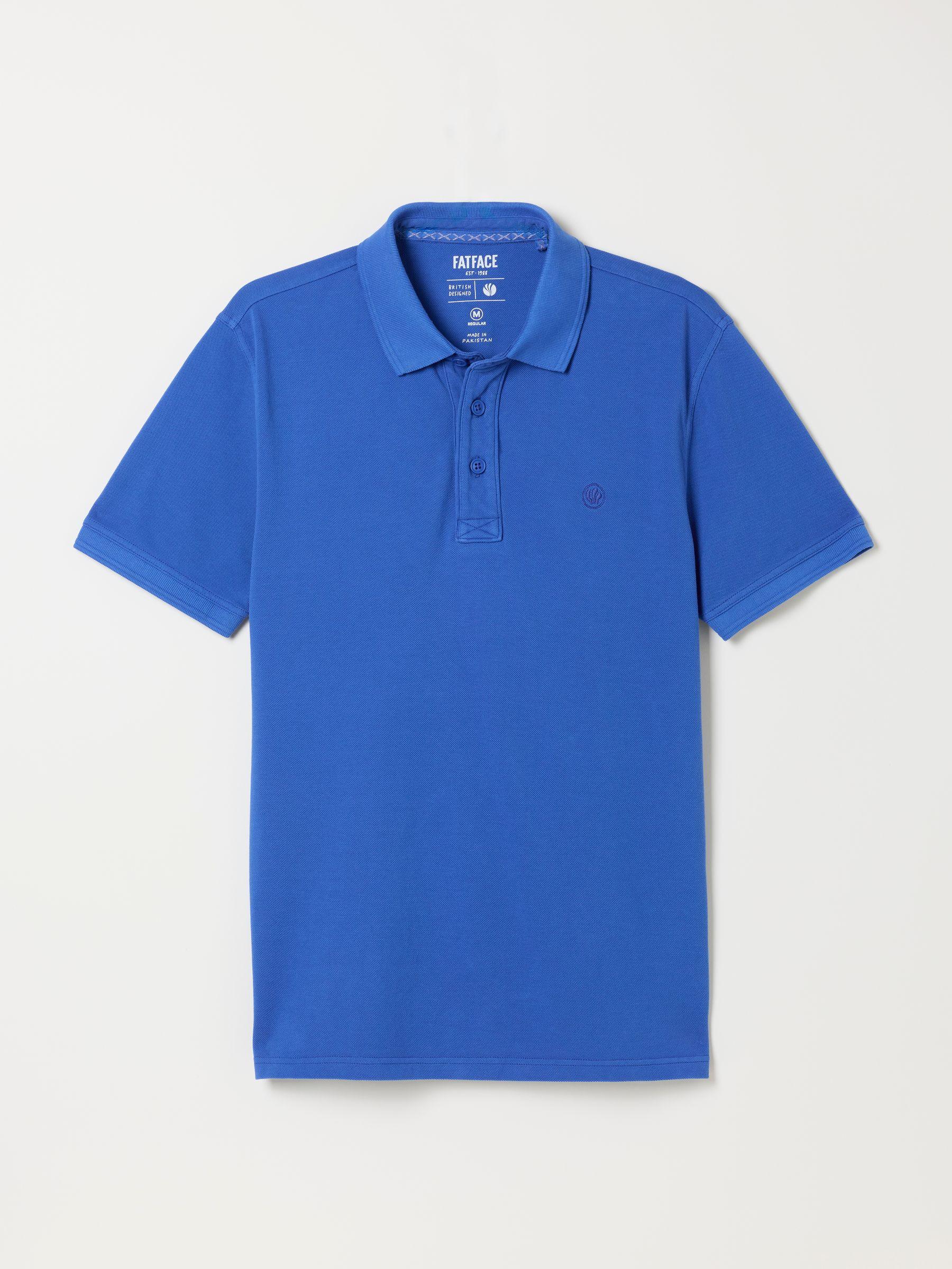Cobalt Blue Short Sleeve Pique Polo Shirt by FAT FACE