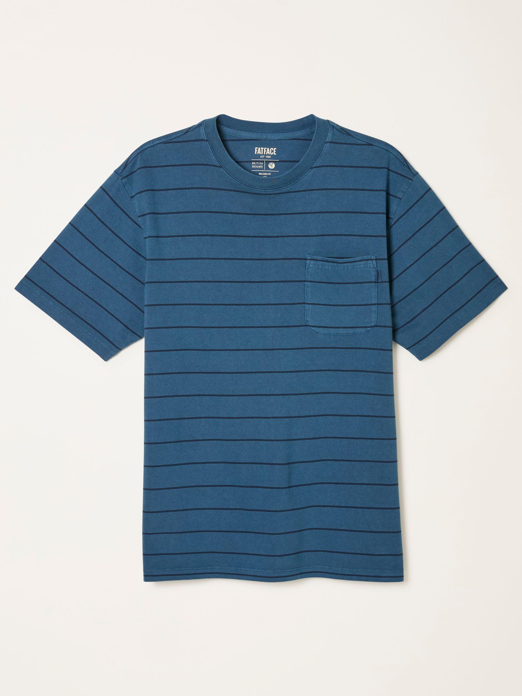 Compton Relaxed Fit Blue Stripe Tshirt by FAT FACE