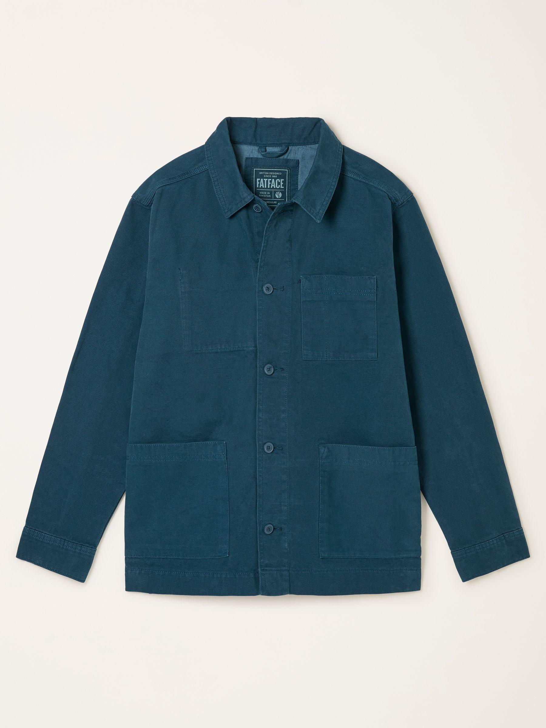 Dark Teal Blue Canvas Worker Jacket by FAT FACE