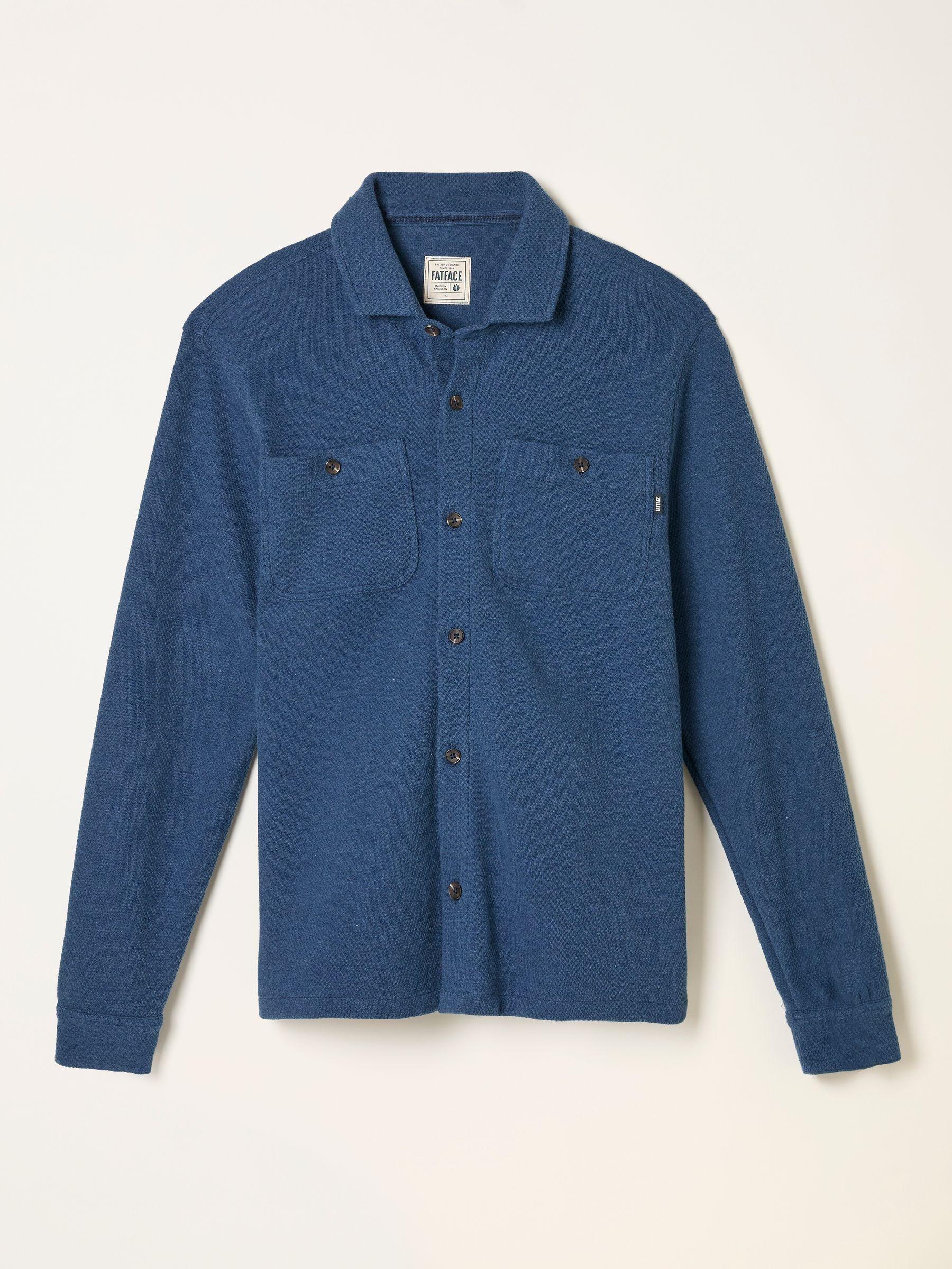 Dark Teal Blue Waffle Shirt by FAT FACE