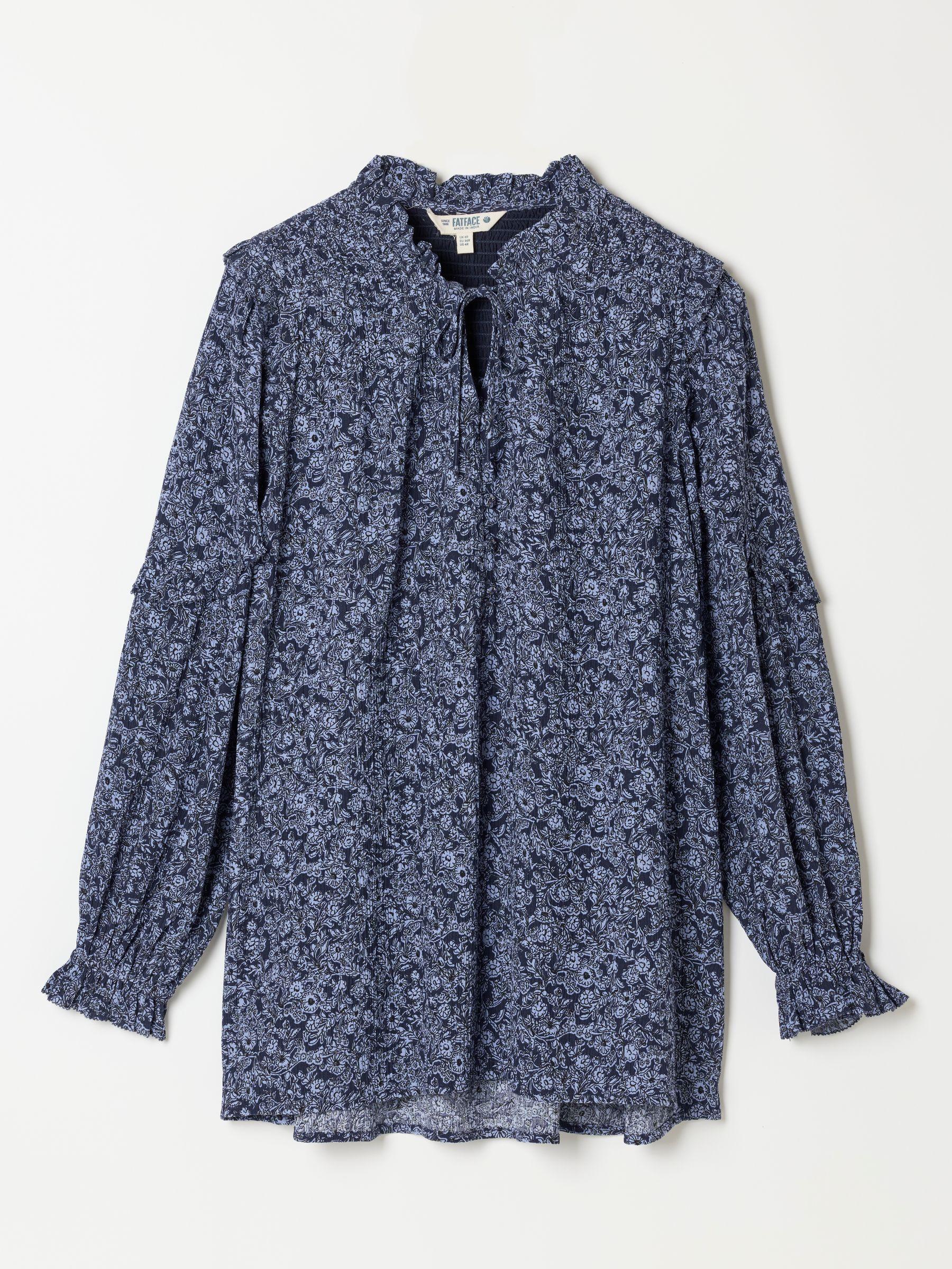 Eddie Blue 2 Tone Floral Petite Tunic by FAT FACE