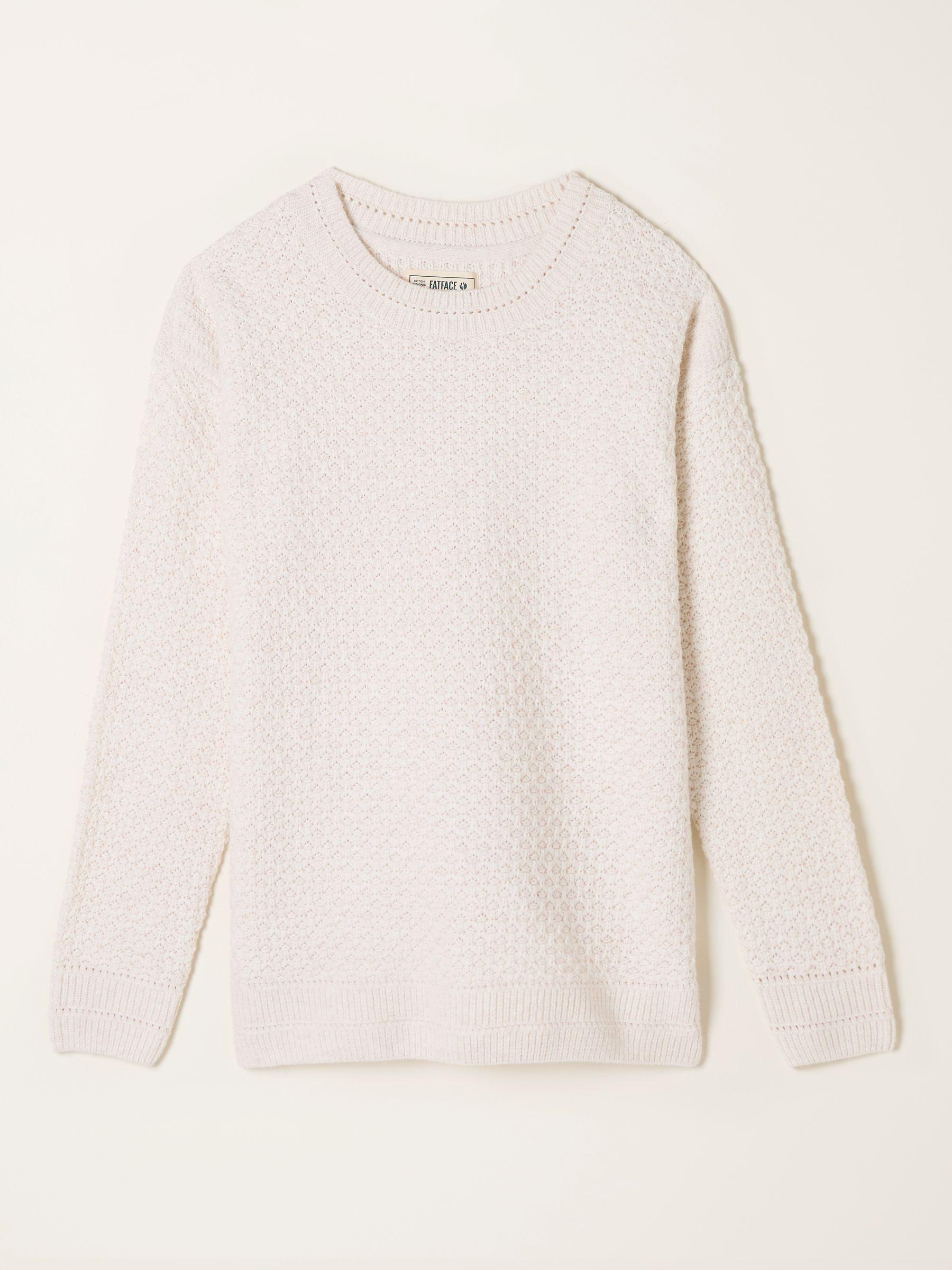 Ella Chalk White Textured Knitted Crew Neck Jumper by FAT FACE