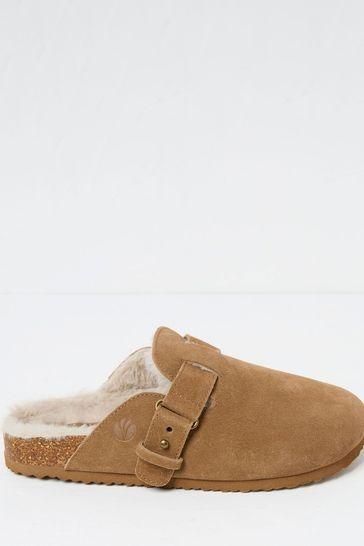 Elsie Tan Brown House Shoes by FAT FACE