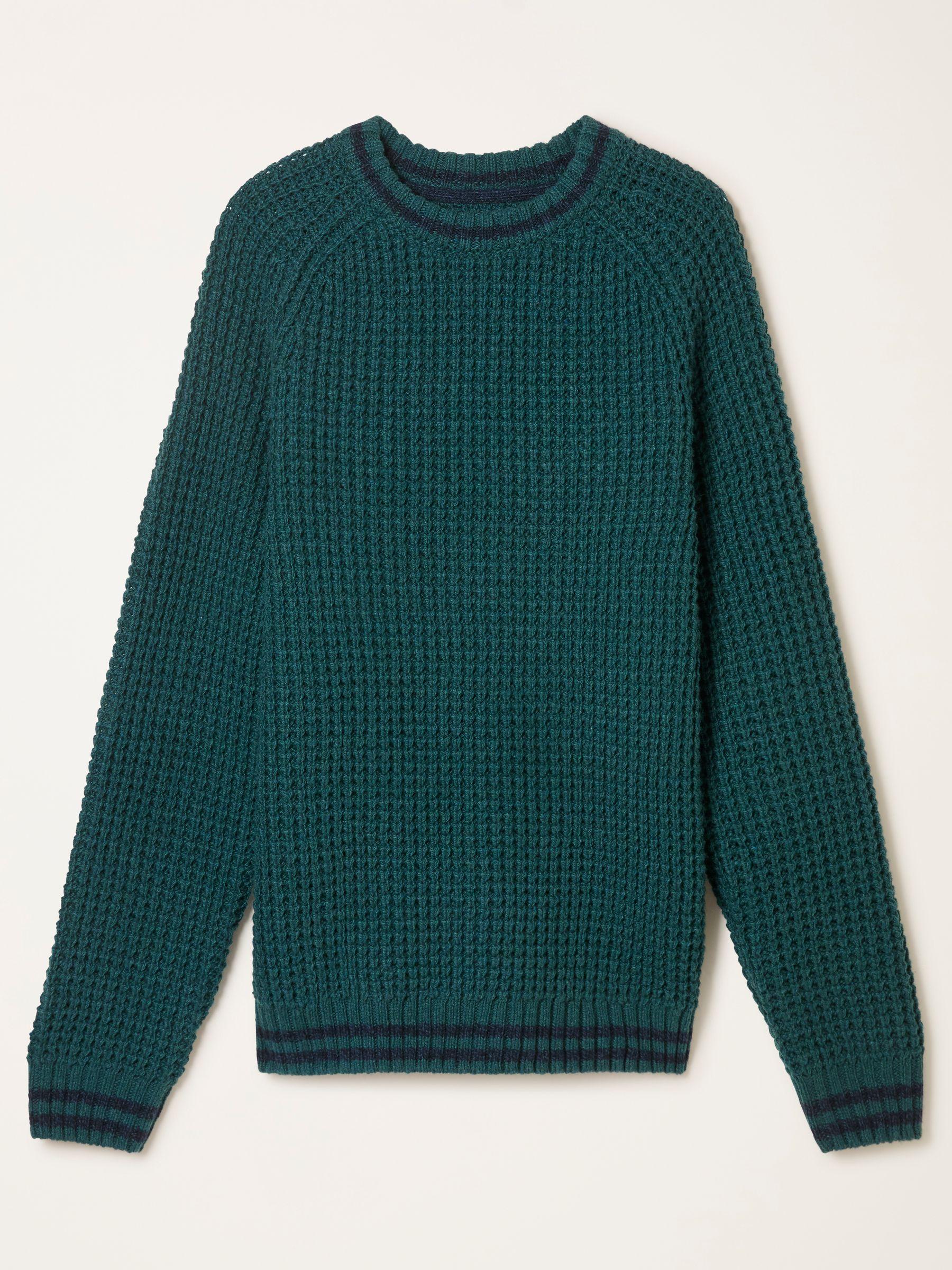 Emerald Green Tipped Crew Neck Knitted Jumper by FAT FACE